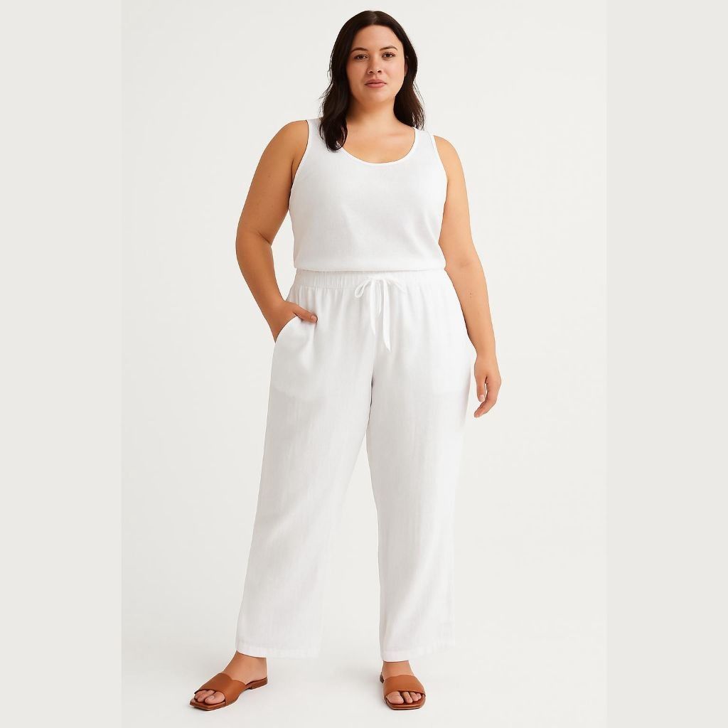 Liz Claiborne Liz Claiborne White Linen/ Rayon Pants Tie At Waist. Size XL Size 38" / US 16 / IT 52 - 2 Thumbnail