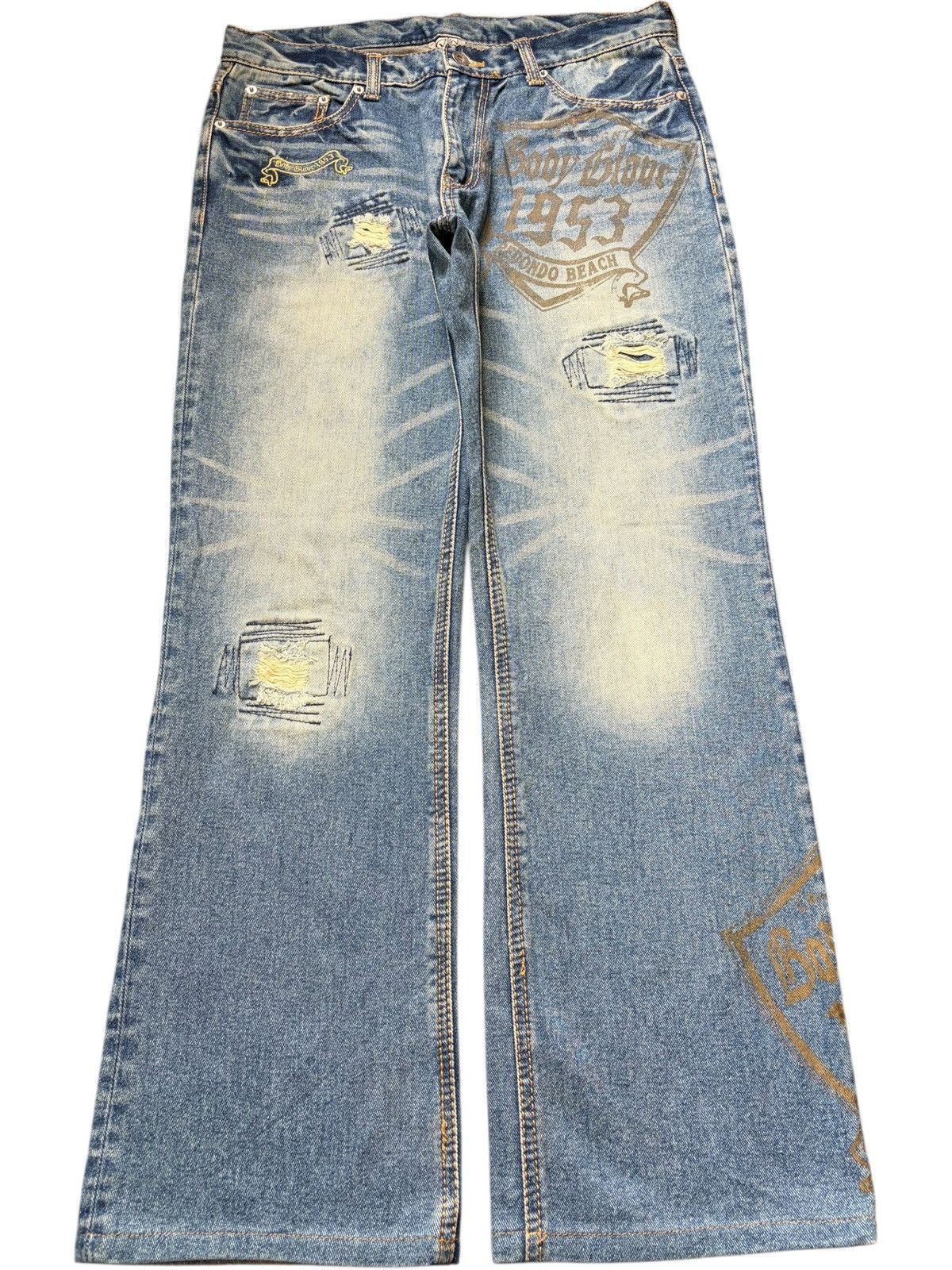 Body Glove Vintage Body Glove Printed Distressed Flare Jeans Size US 33 - 1 Thumbnail