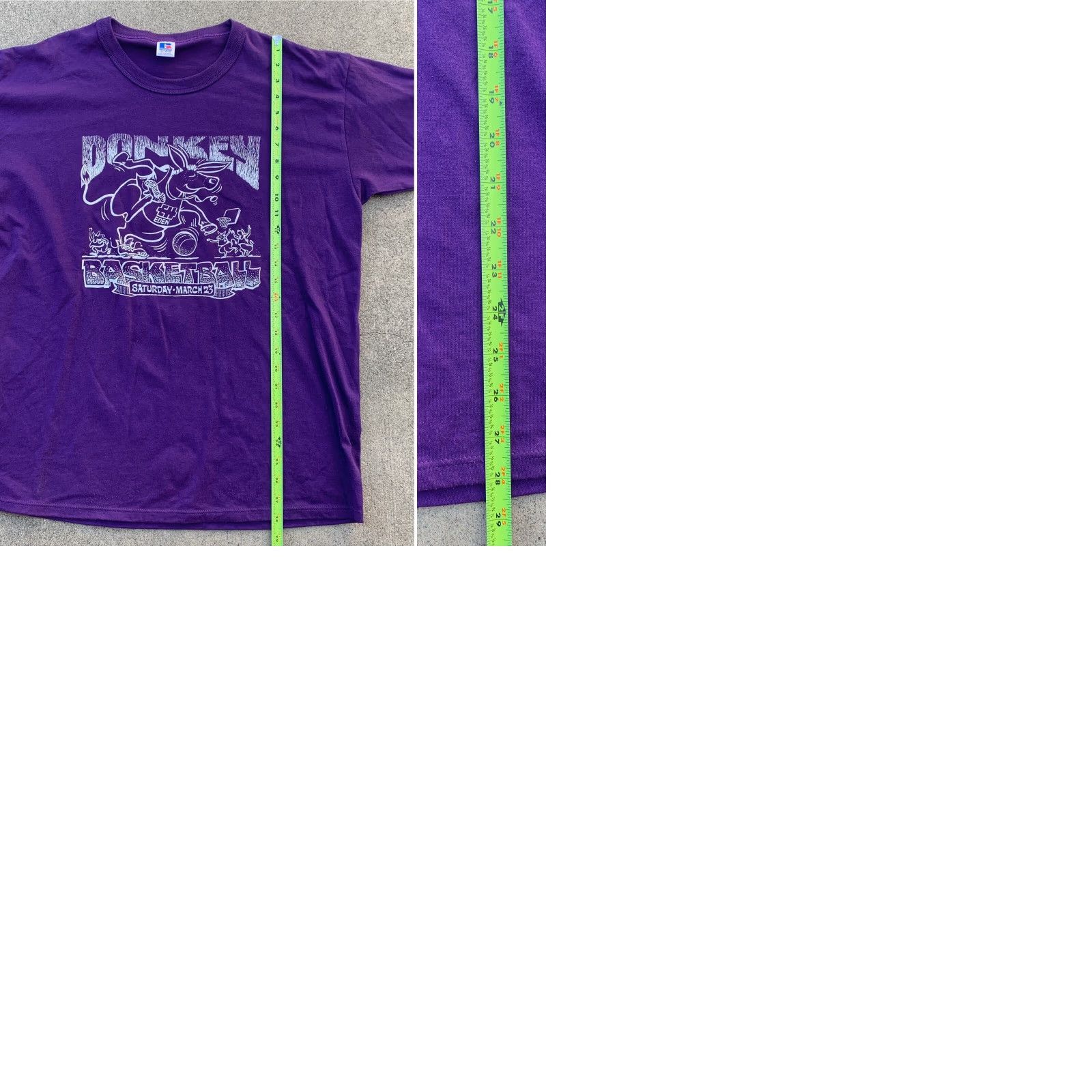 Russell Athletic VINTAGE Russell Athletic Donkey Basketball Saturday March 23 XL Purple Short Sleeve Graphic Tee Mens USA Size US XL / EU 56 / 4 - 9 Thumbnail