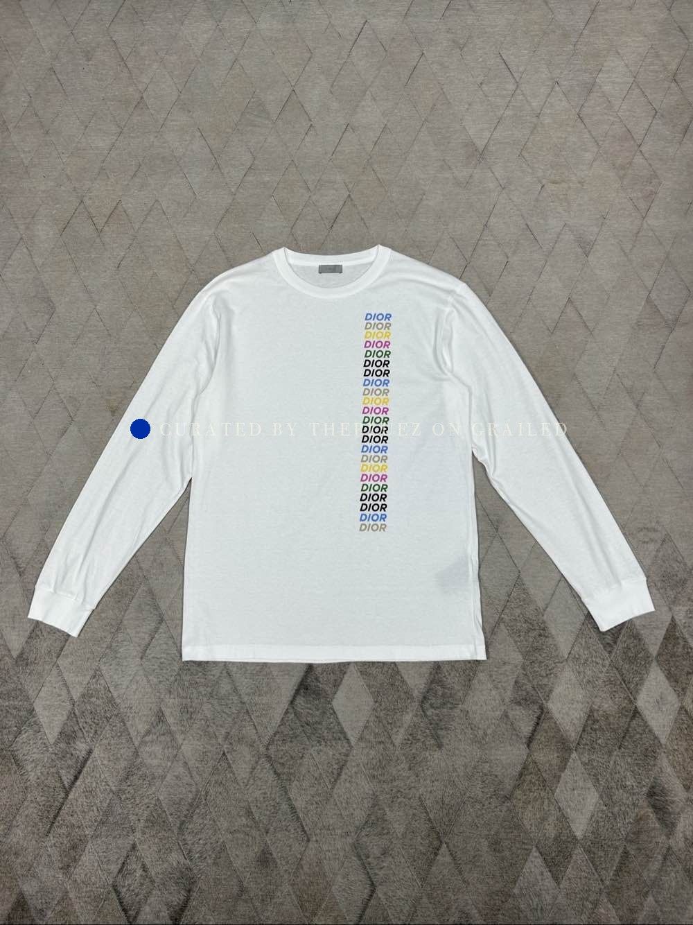 Dior Rainbow Logo Long Sleeve Tee in White Size US XXL / EU 58 / 5 - 1 Thumbnail