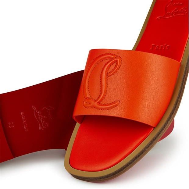 Christian Louboutin Cl Embossed Leather Mules Size US 6 / IT 36 - 6 Thumbnail