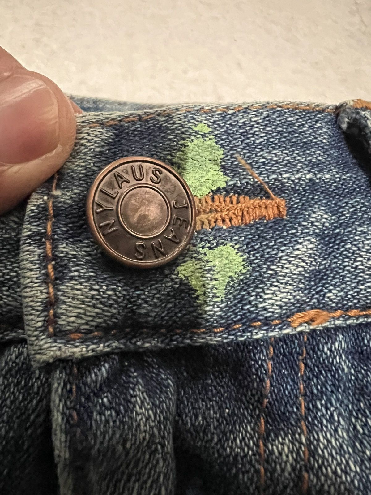 Japanese Brand FLARE 90’s NYLAUS DISTRESS PAINTER JEAN Size US 30 / EU 46 - 17 Thumbnail