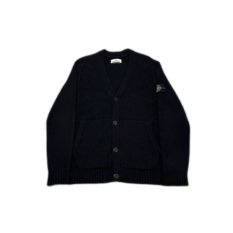 Stone Island Stone Island Black Wool V-Neck Cardigan Size US XL / EU 56 / 4 - 1 Thumbnail