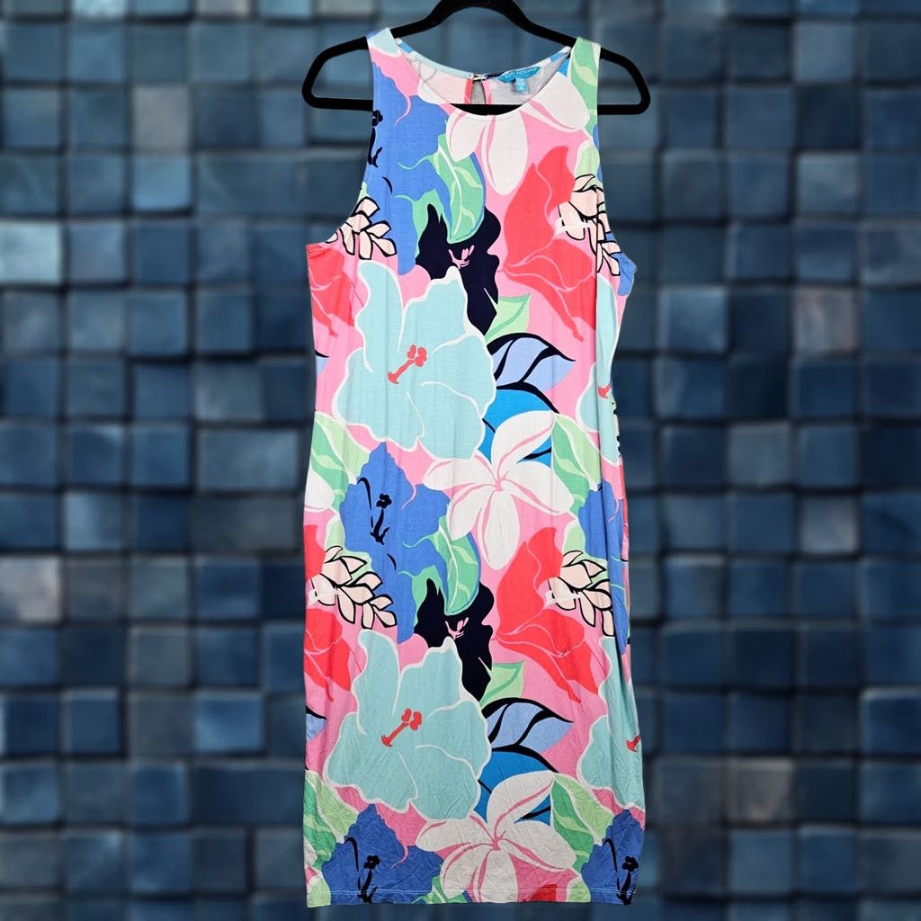 Tori Richard Tori Richard Dress Women's XL Floral Maxi Sleeveless Hawaii Rainbow Colorful Tropical A-Line Casual Travel Size XL / US 12-14 / IT 48-50 - 1 Thumbnail