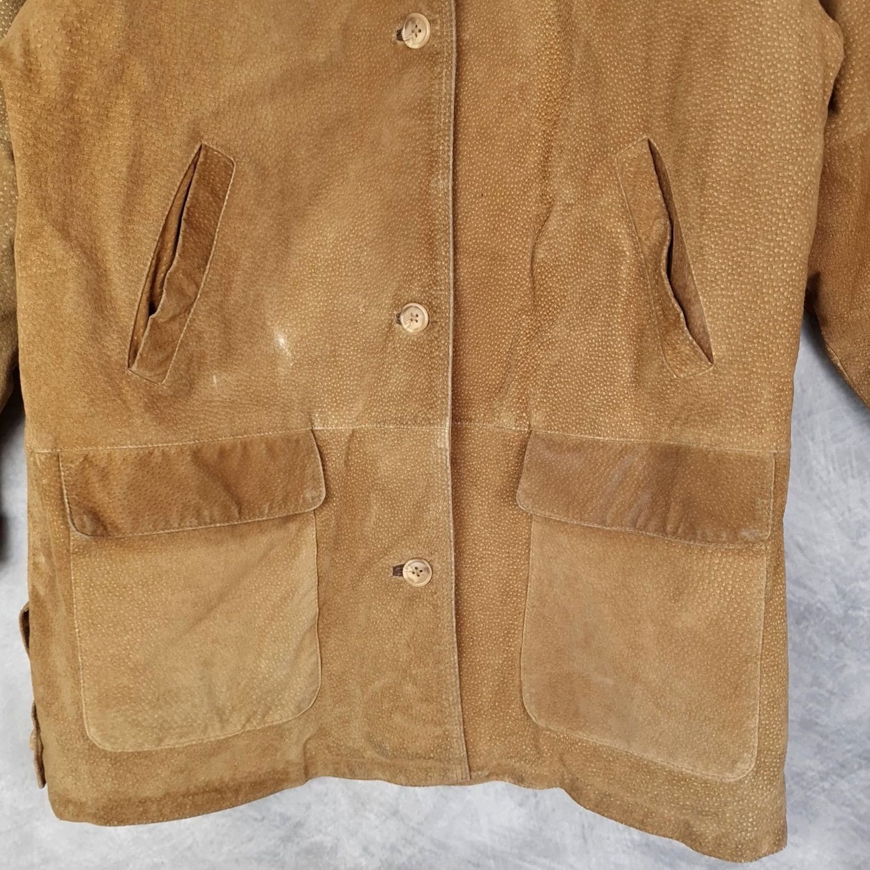 Talbots VINTAGE Talbots Coat Suede Leather Overcoat Women Medium Brown Corduroy Collar Pockets Button Front Size M / US 6-8 / IT 42-44 - 7 Thumbnail