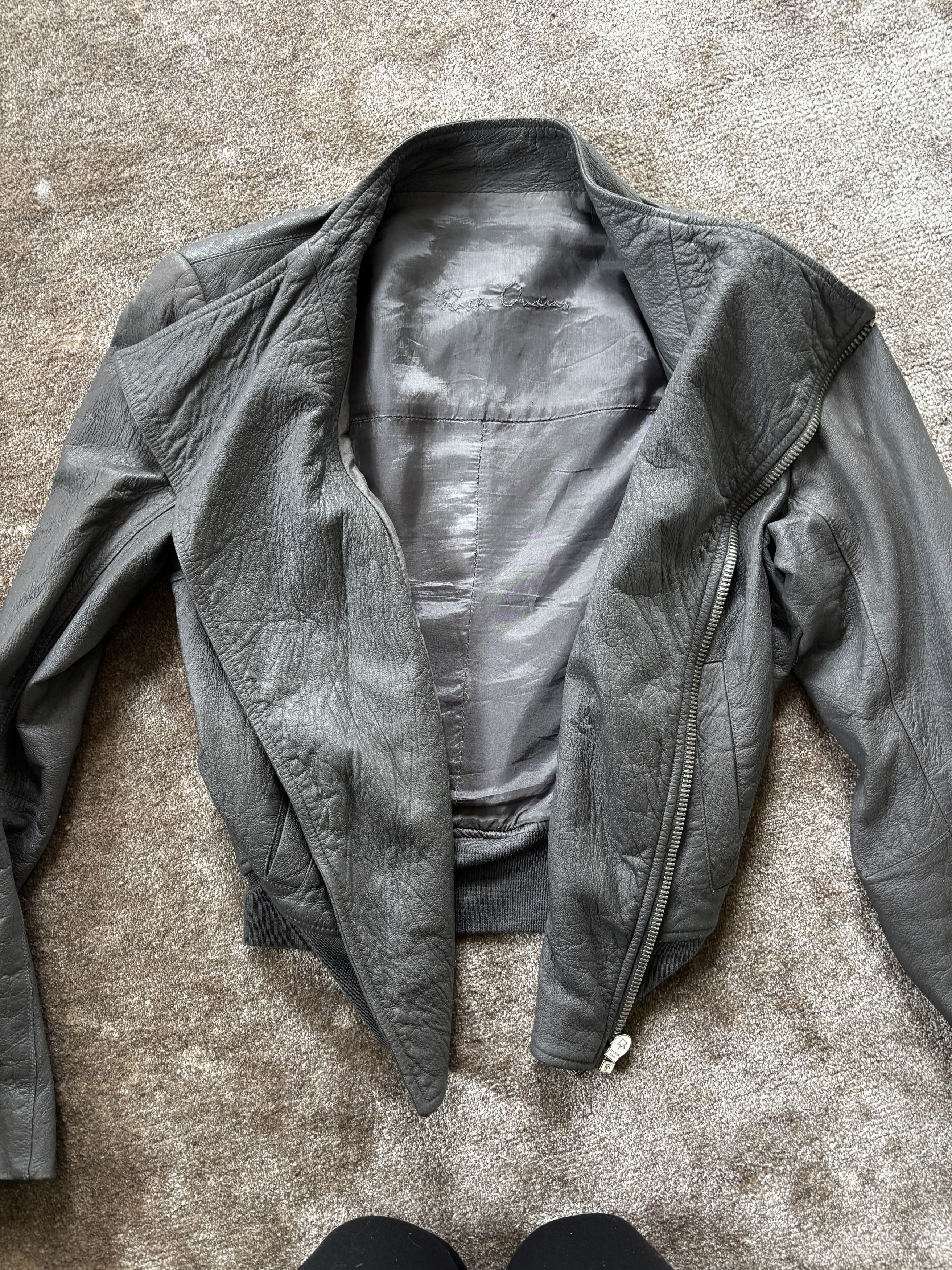 Rick Owens Rick Owens Grey Leather Jacket Size S / US 4 / IT 40 - 11 Thumbnail