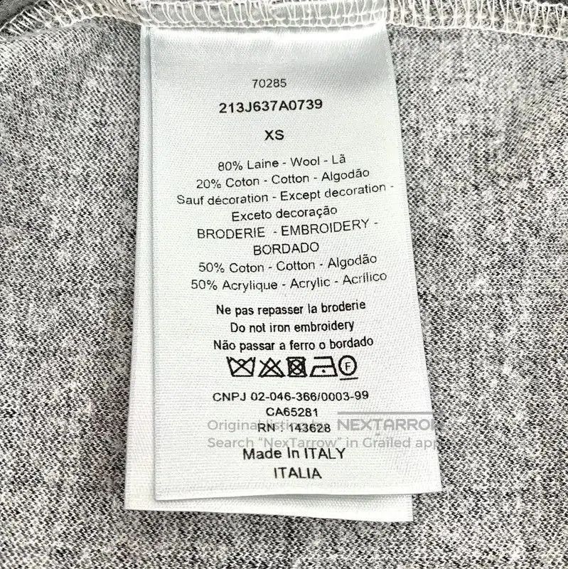 Dior Dior Grey Wool Men's T-Shirt . Size US XS / EU 42 / 0 - 6 Thumbnail