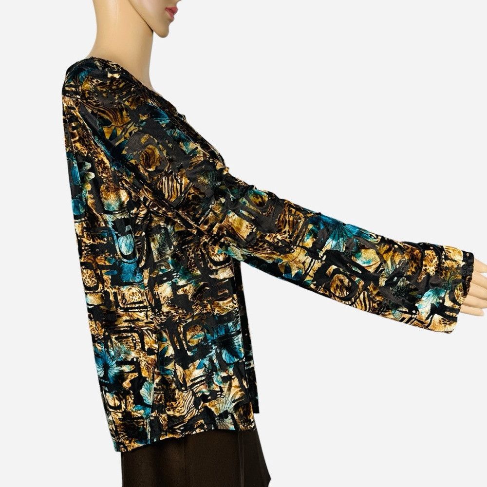 Other Nicole Max Velvet Burnout Long Sleeve Asymmetrical Hem Top Size L / US 10 / IT 46 - 4 Thumbnail