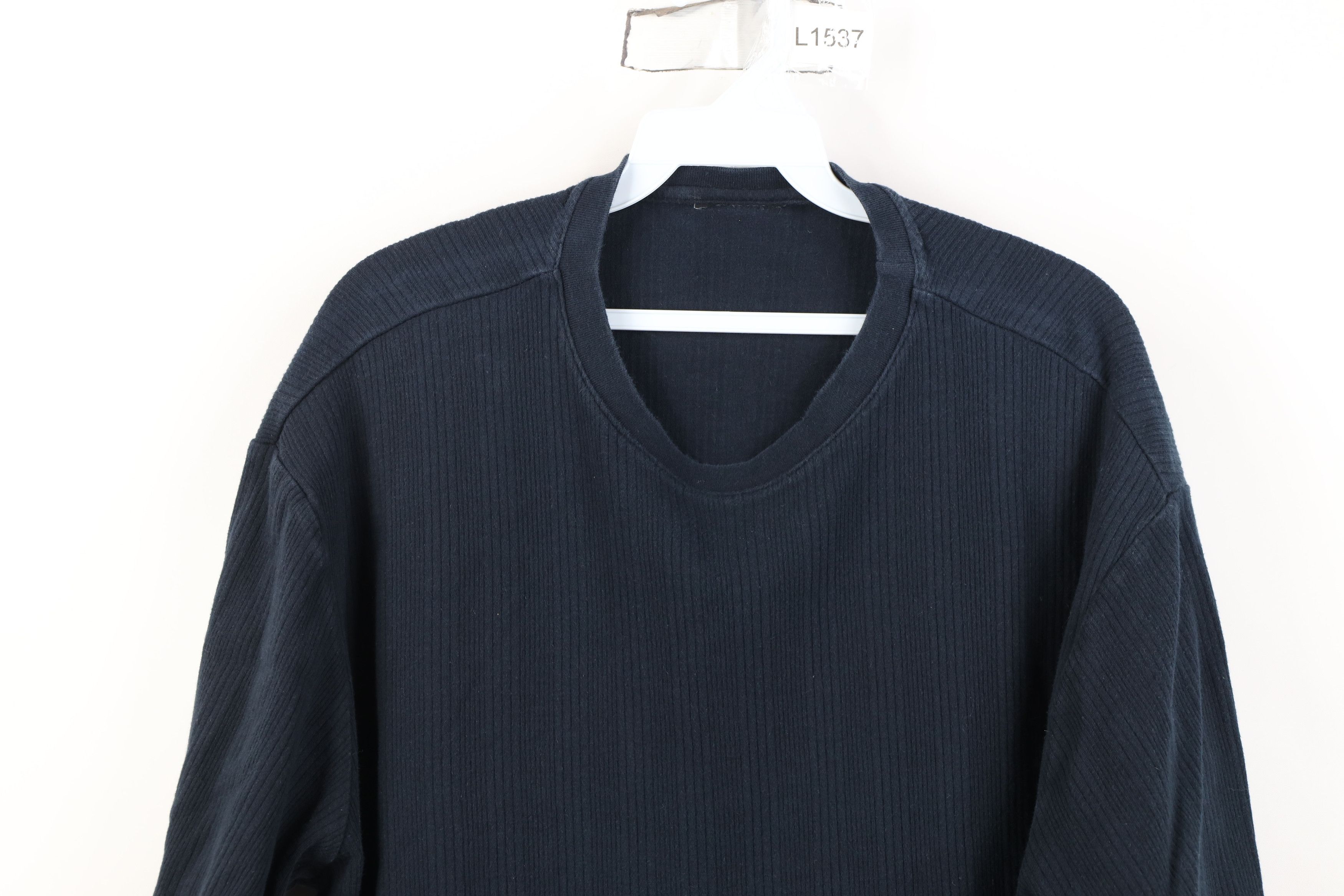 Vintage Vintage 90s Streetwear Cotton Ribbed Knit T-Shirt Navy Blue Size US XL / EU 56 / 4 - 2 Thumbnail