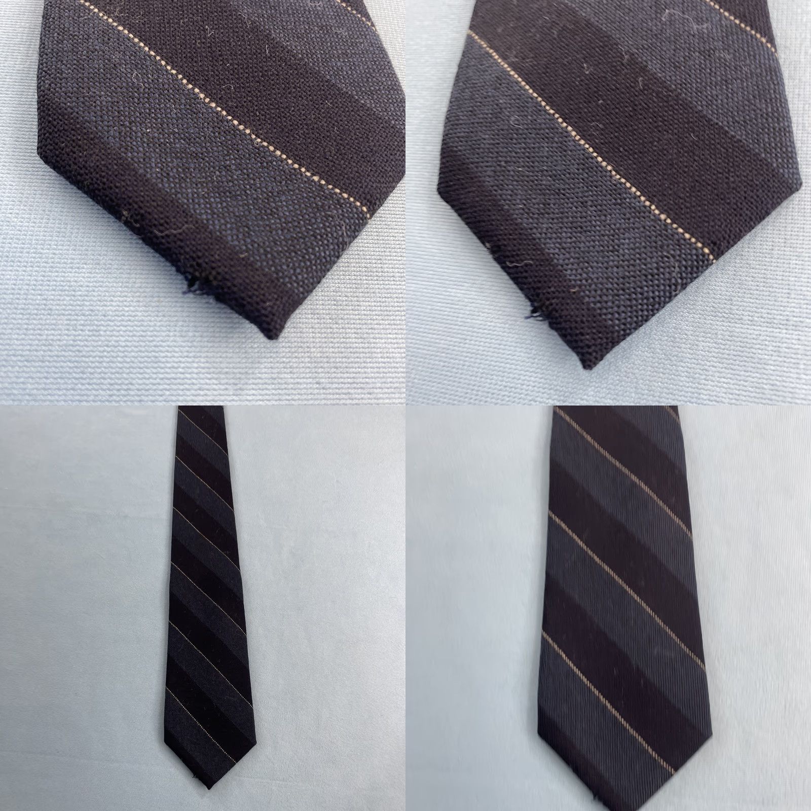 Vintage VINTAGE Christopher Hayes Wool Tie Striped Repp Necktie Dark Blue 58" 3x56 Men Jewelry & Accessories Wool Tie Triband Blue Gray Satin Ornamented Size ONE SIZE - 8 Thumbnail