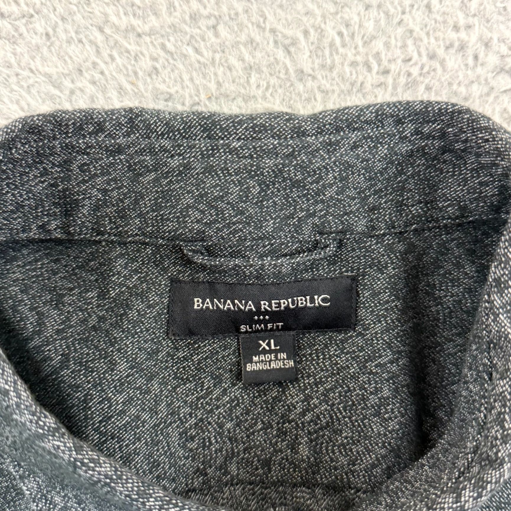 Banana Republic VINTAGE Banana Republic Shirt Men XL Black Slim Fit Dress Snap Button Preppy Long Sleeve Size 46R - 7 Thumbnail