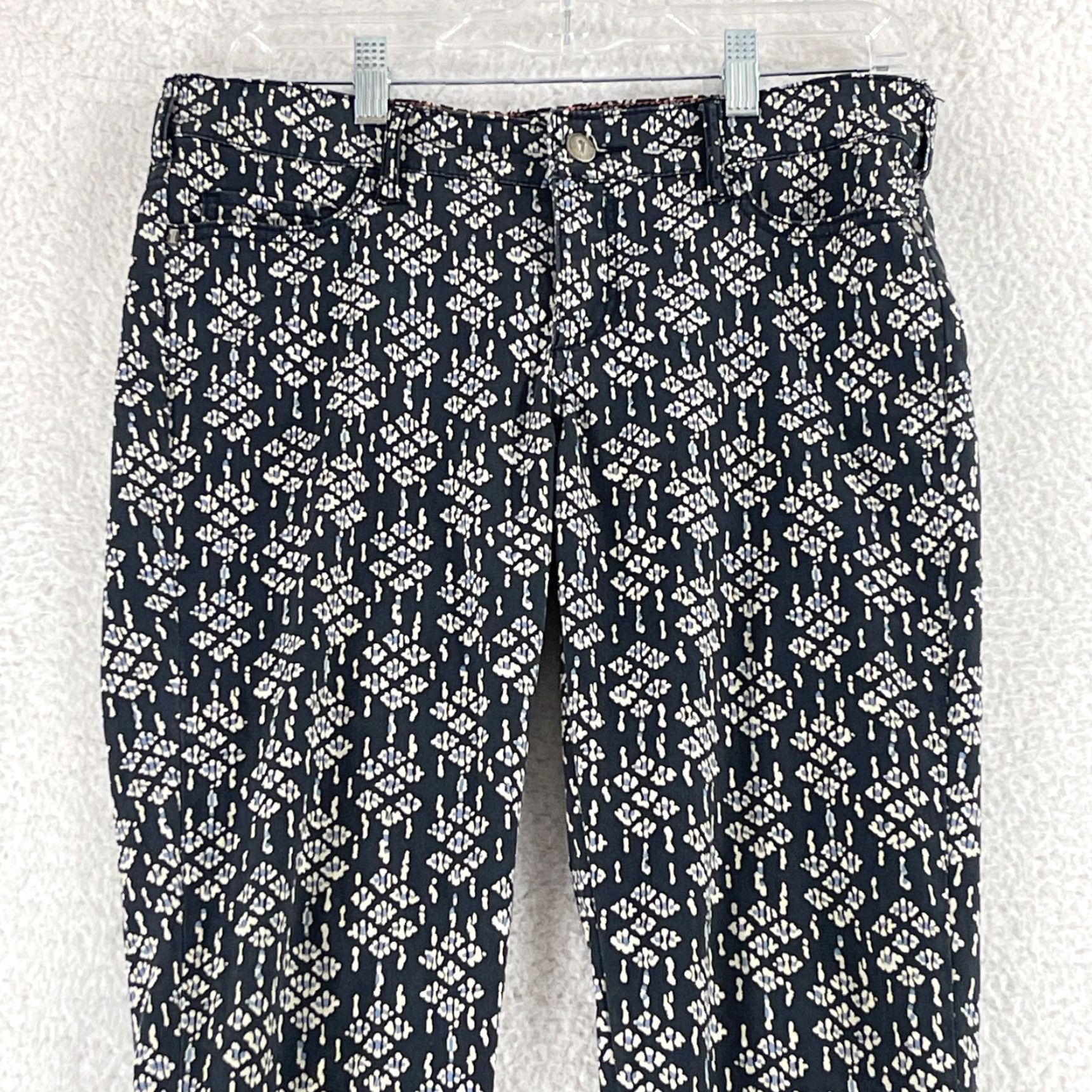 Anthropologie Anthropologie Pilcro Black Serif Fit Ankle Zip Pants Womens Mid-Rise 28 Geometric Pattern Cotton Modal Spandex Regular Leg Skinny Inseam 28" Brown? Size 28" / US 6 / IT 42 - 2 Thumbnail