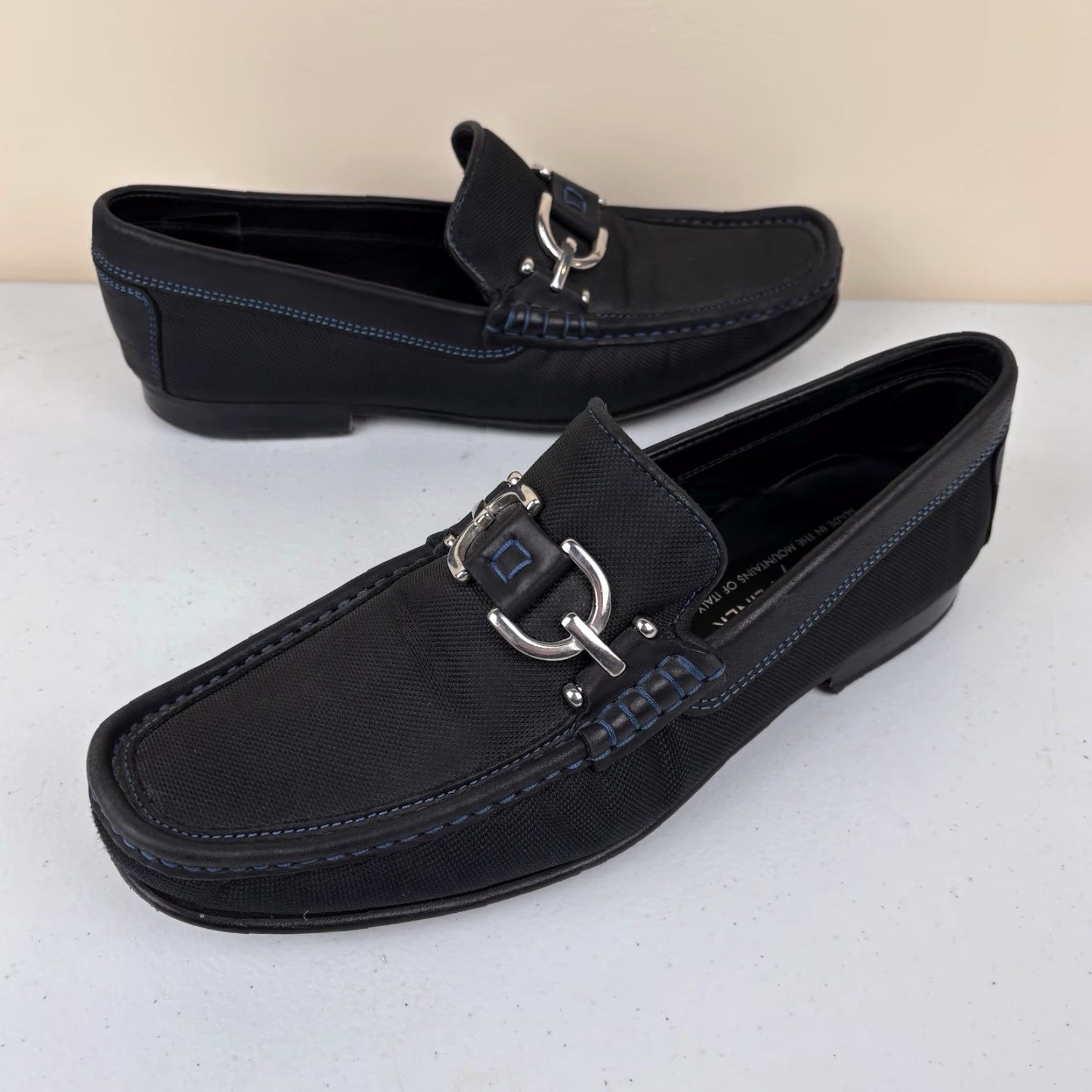 Donald Pliner Donald J. Pliner Loafers Men 8.5 Narrow Black Leather Horsebit Italy Read Size US 9 / EU 42 - 2 Thumbnail