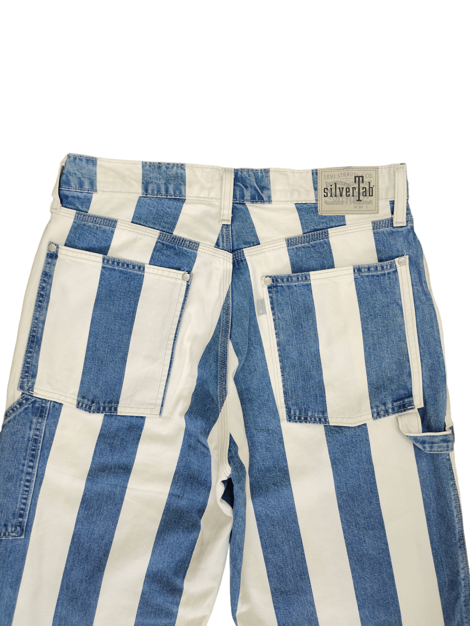 Levi's Vintage Clothing Baggy Jeans Levis Silver Tab Prisoner Striped Carpenter 3Q Size US 31 - 2 Thumbnail
