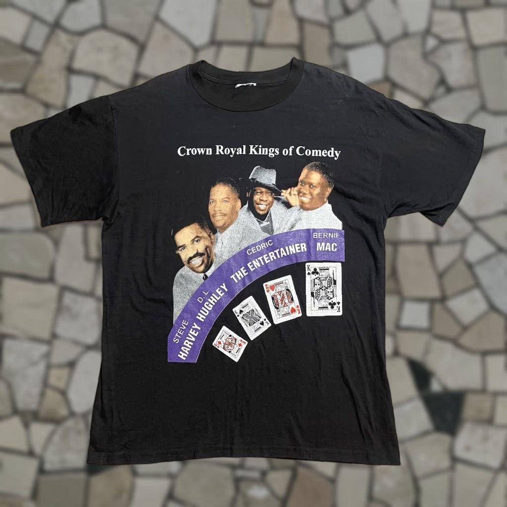 VINTAGE Kings of Comedy crown Royal Bernie Mac Harvey 1999 Tour Rap Tee Shirt XL Black Men Short Sleeve T-Shirt XL