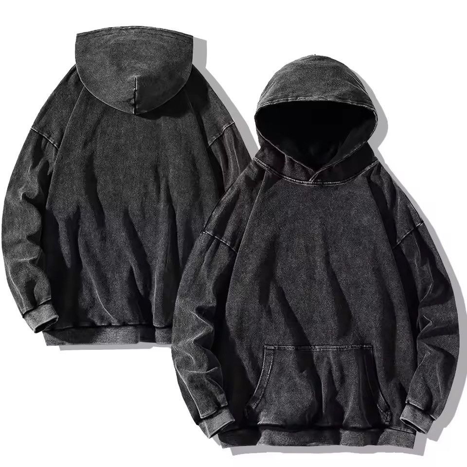 Japanese Brand Washed Black Hoodie | Mineral Acid Wash Streetwear Pullover Size US M / EU 48-50 / 2 - 4 Thumbnail
