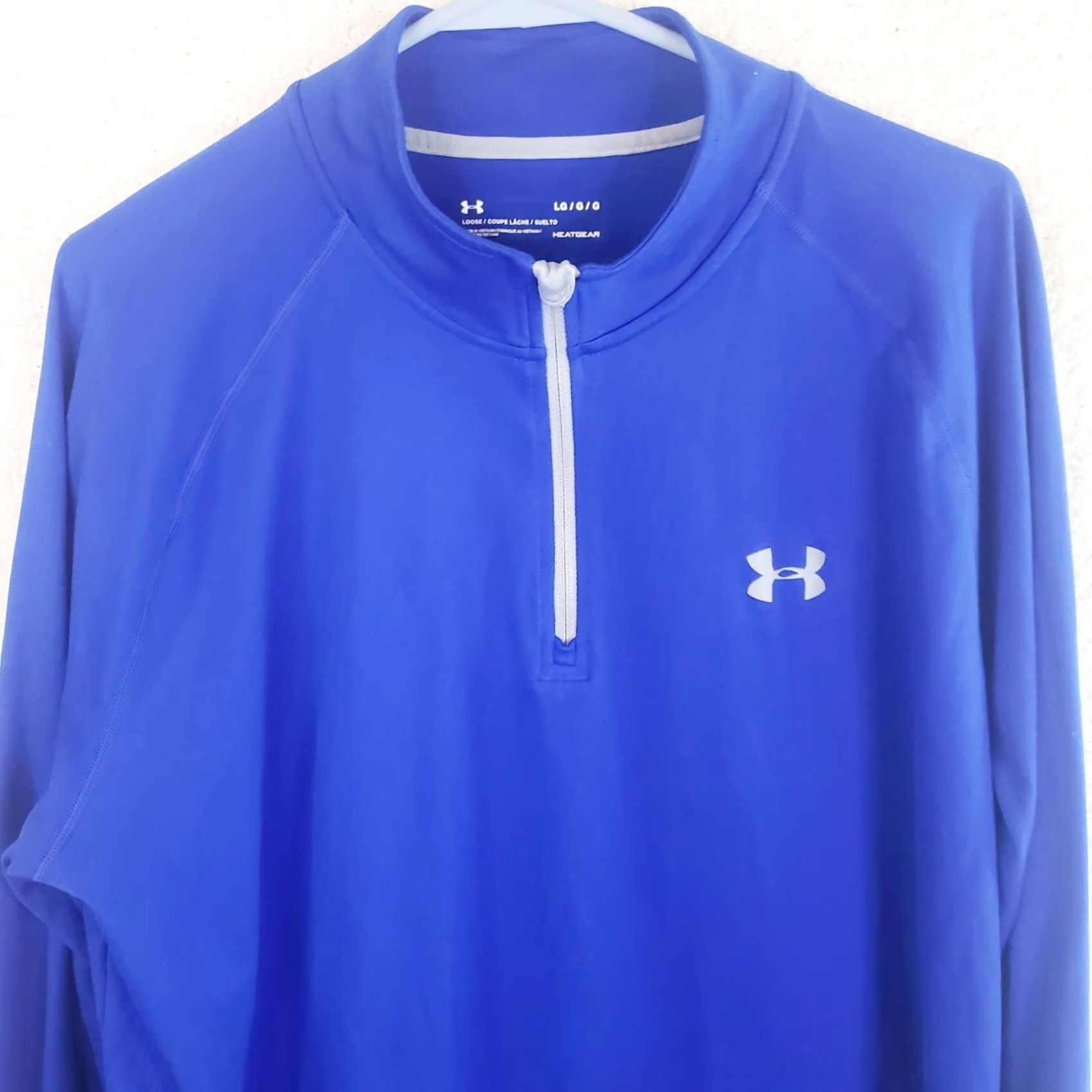 Under Armour Under Armour HeatGear Shirt Mens Large Blue Long Sleeve 1/4 Zip Mock Neck Activewear Pullover Size US L / EU 52-54 / 3 - 3 Thumbnail