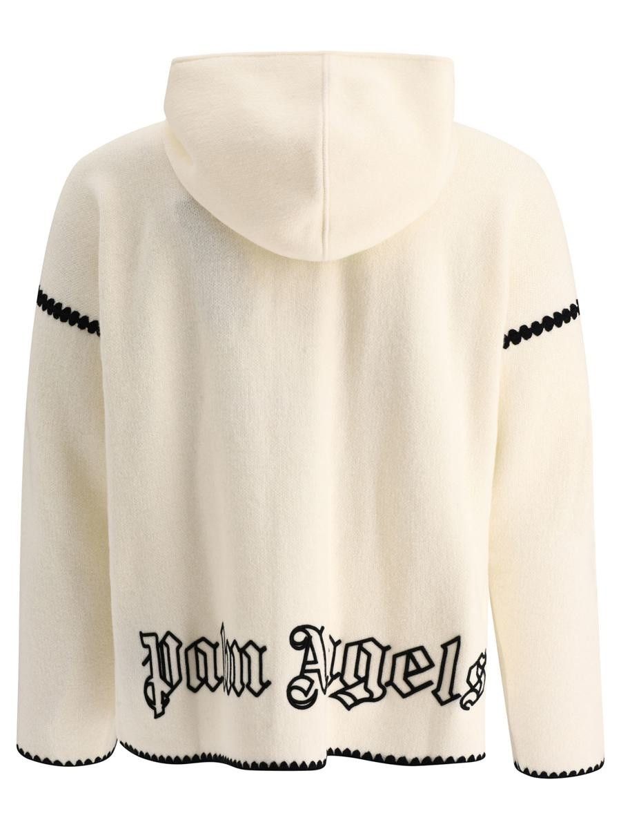 Palm Angels o1y0325 Logo Hooded Cardigan in Off White/Black Size US M / EU 48-50 / 2 - 4 Thumbnail