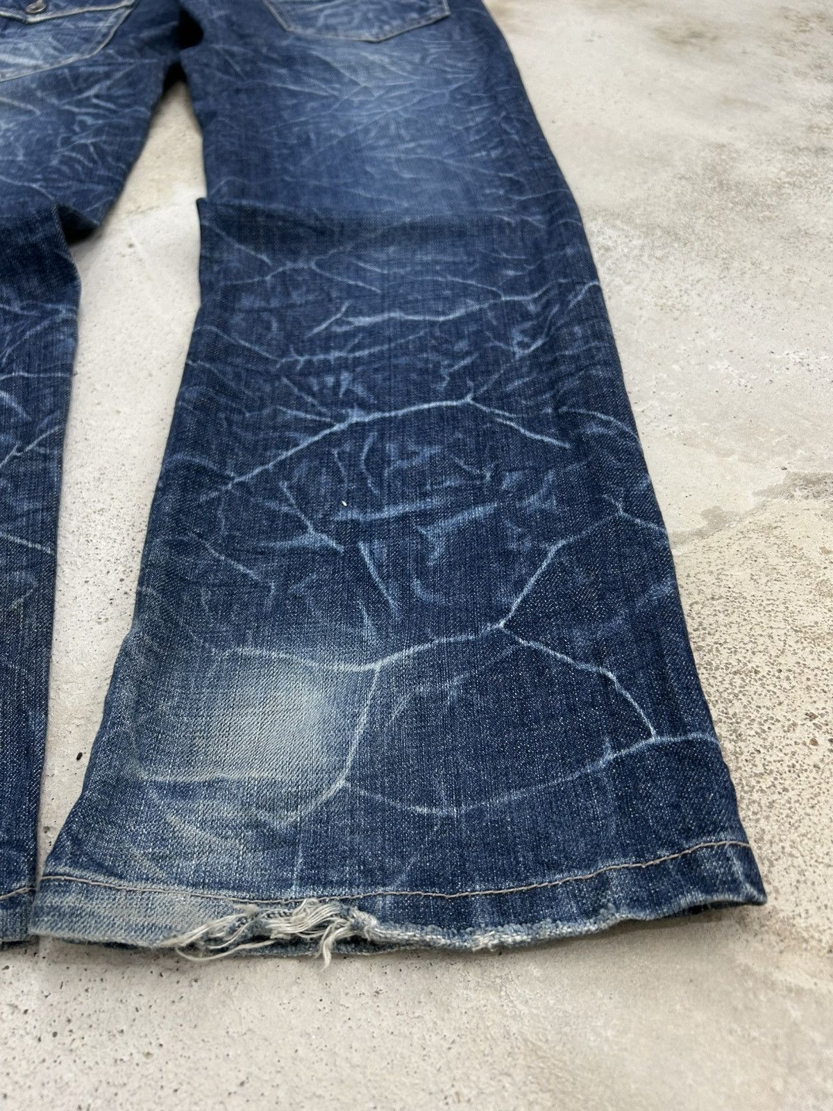 Le Grande Bleu (L.G.B.) Antfui Double Waist Denim Jean Whiskering Washed Size US 31 - 16 Thumbnail