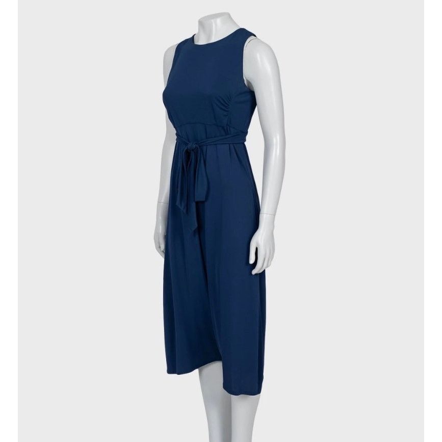Saint Laurent Paris Saint Laurent Blue Viscose Tie Waist Jumpsuit - Size M Size 26" / US 2 / IT 38 - 2 Thumbnail