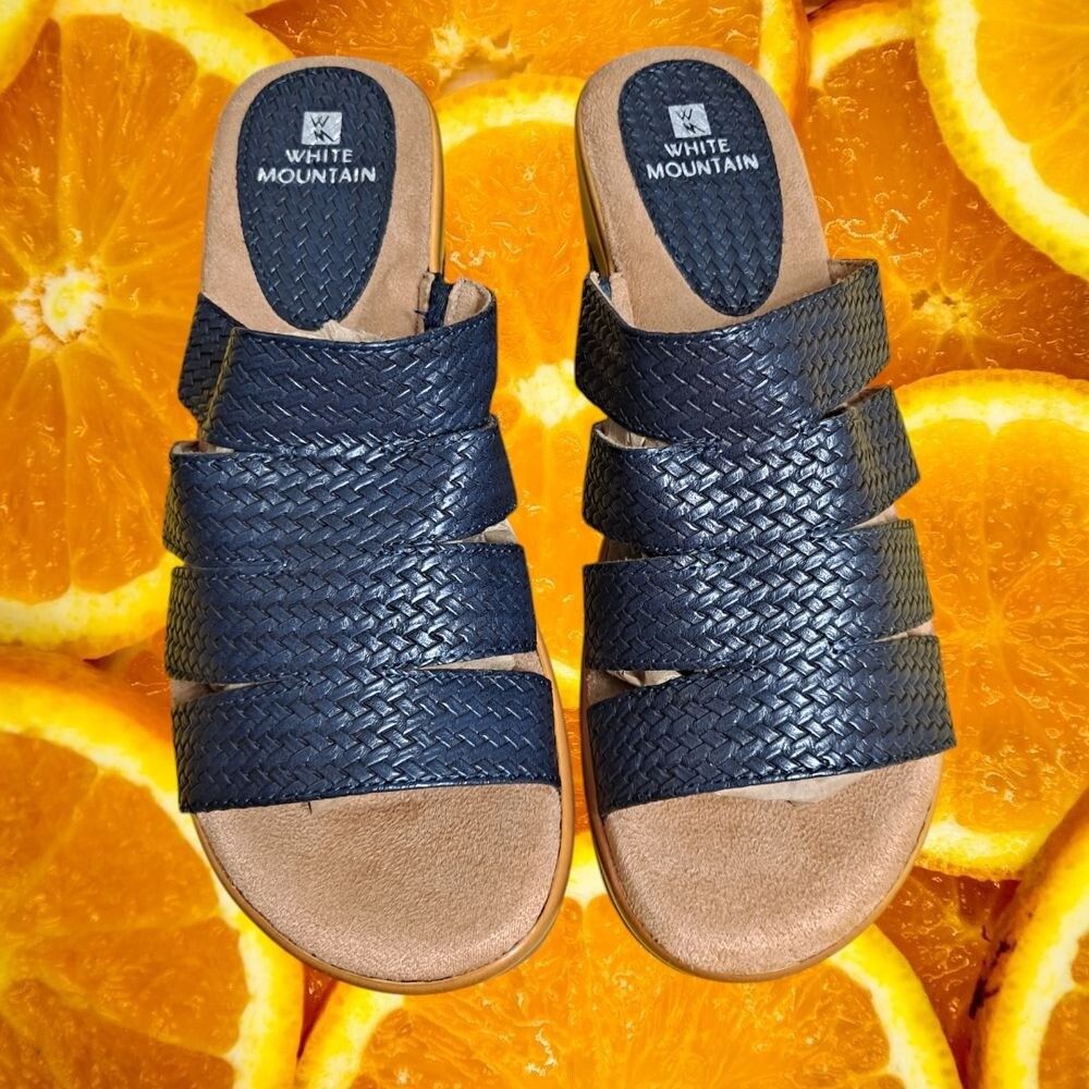 Other White Mountain Valora Comfort Slide Sandals Woven Navy Blue Size US 7.5 / IT 37.5 - 3 Thumbnail