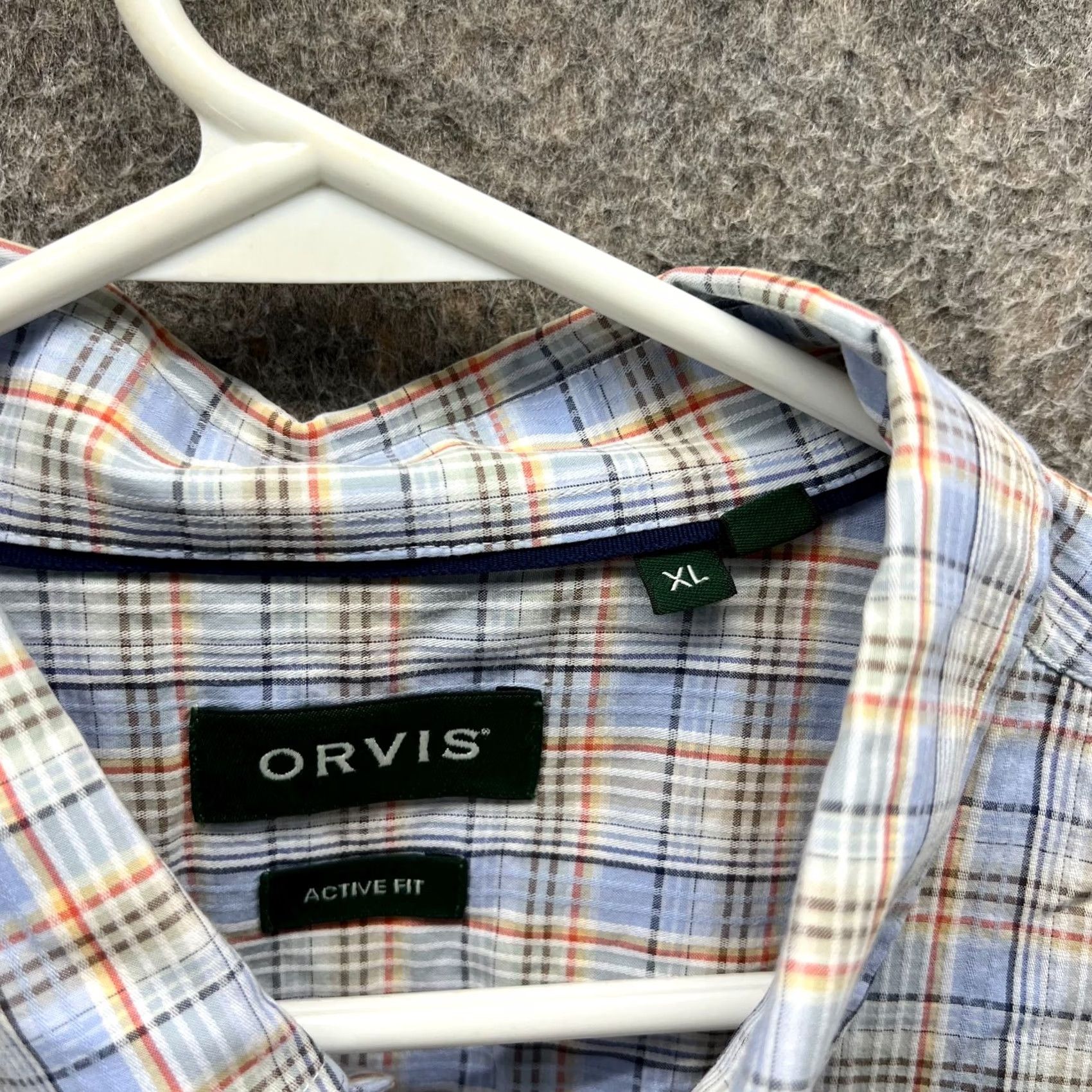 Orvis Orvis Shirt Mens XL Blue Button-Down Active Fit Dress Plaid Classic Pocket Button-Up Casual Formal Workwear Startout Size 46R - 6 Thumbnail