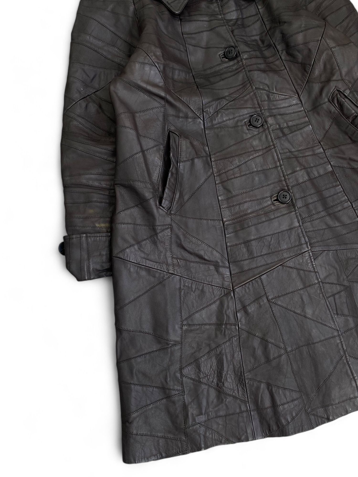 Genuine Leather Vintage Leather Patchwork Trench Jacket Matrix Opium Y2K Size XXL / US 16-18 / IT 52-54 - 7 Thumbnail