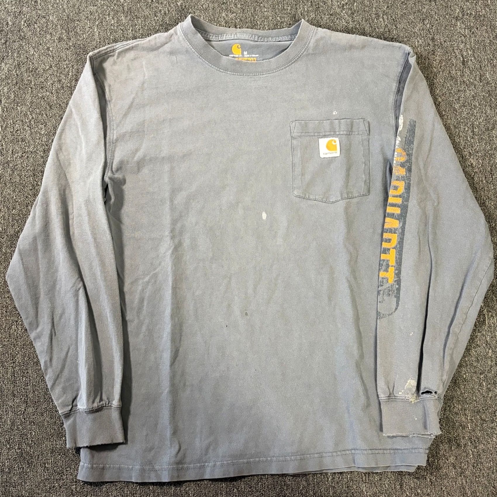 Carhartt VINTAGE Carhartt Workwear Grey Faded Pocket Tee Longsleeve Men’s Medium Shirt Mens Gray 90s Size US M / EU 48-50 / 2 - 2 Thumbnail