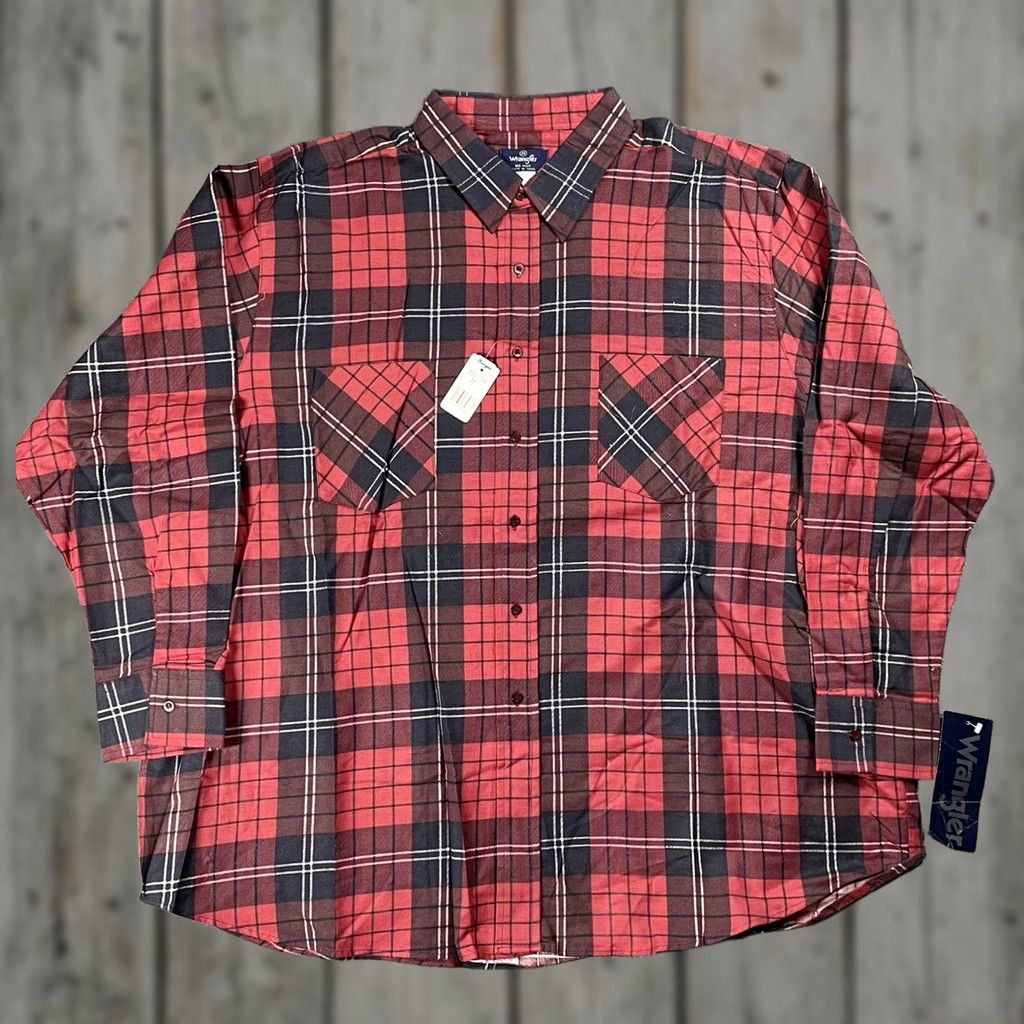 Wrangler VINTAGE Wrangler Flannel Shirt Big 2X Red Cotton Plaid Button-Up Mens Size US XXL / EU 58 / 5 - 1 Thumbnail