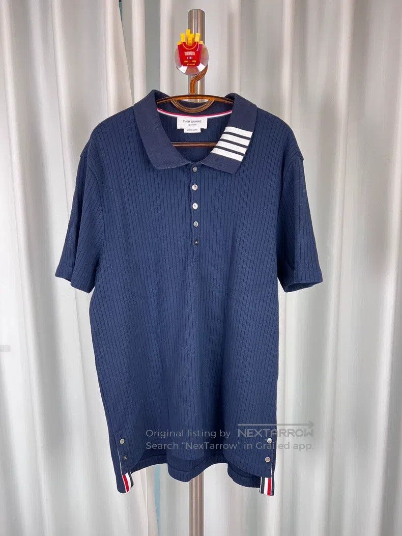 Thom Browne Thom Browne Four-stripe Collar POLO Short Sleeve Size US XXL / EU 58 / 5 - 1 Thumbnail