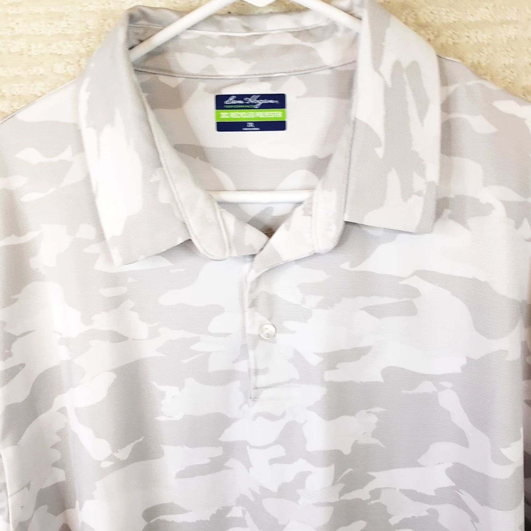 Hogan VINTAGE Ben Hogan White Gray Camo Performance Golf Polo Shirt Mens 2XL Stretch Size US XXL / EU 58 / 5 - 3 Thumbnail
