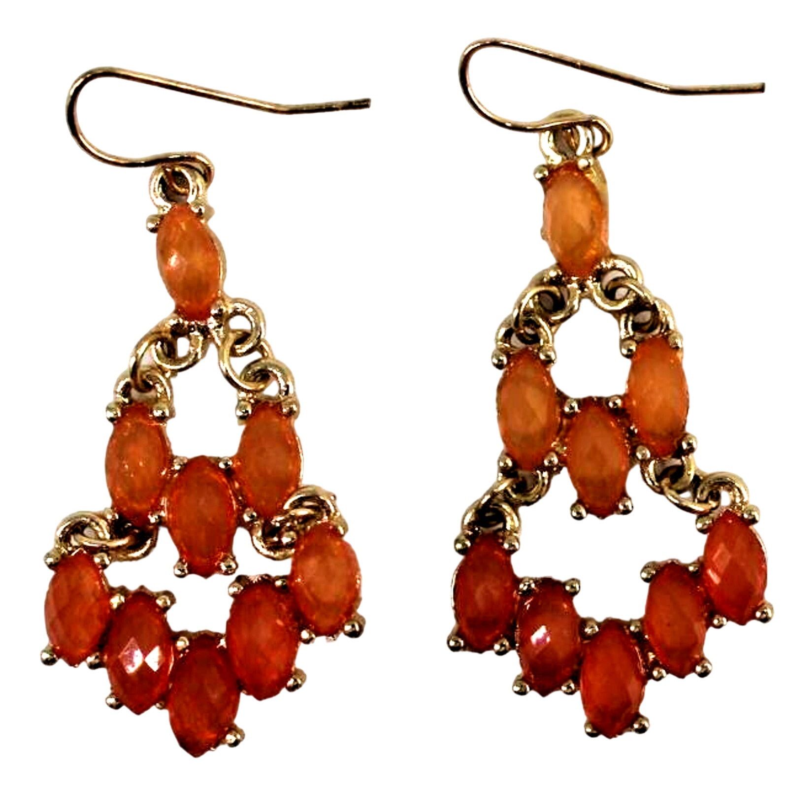 Other Faux Marquis Gem Shades of Orange Earrings • Moveable Dangle Size ONE SIZE - 1 Thumbnail