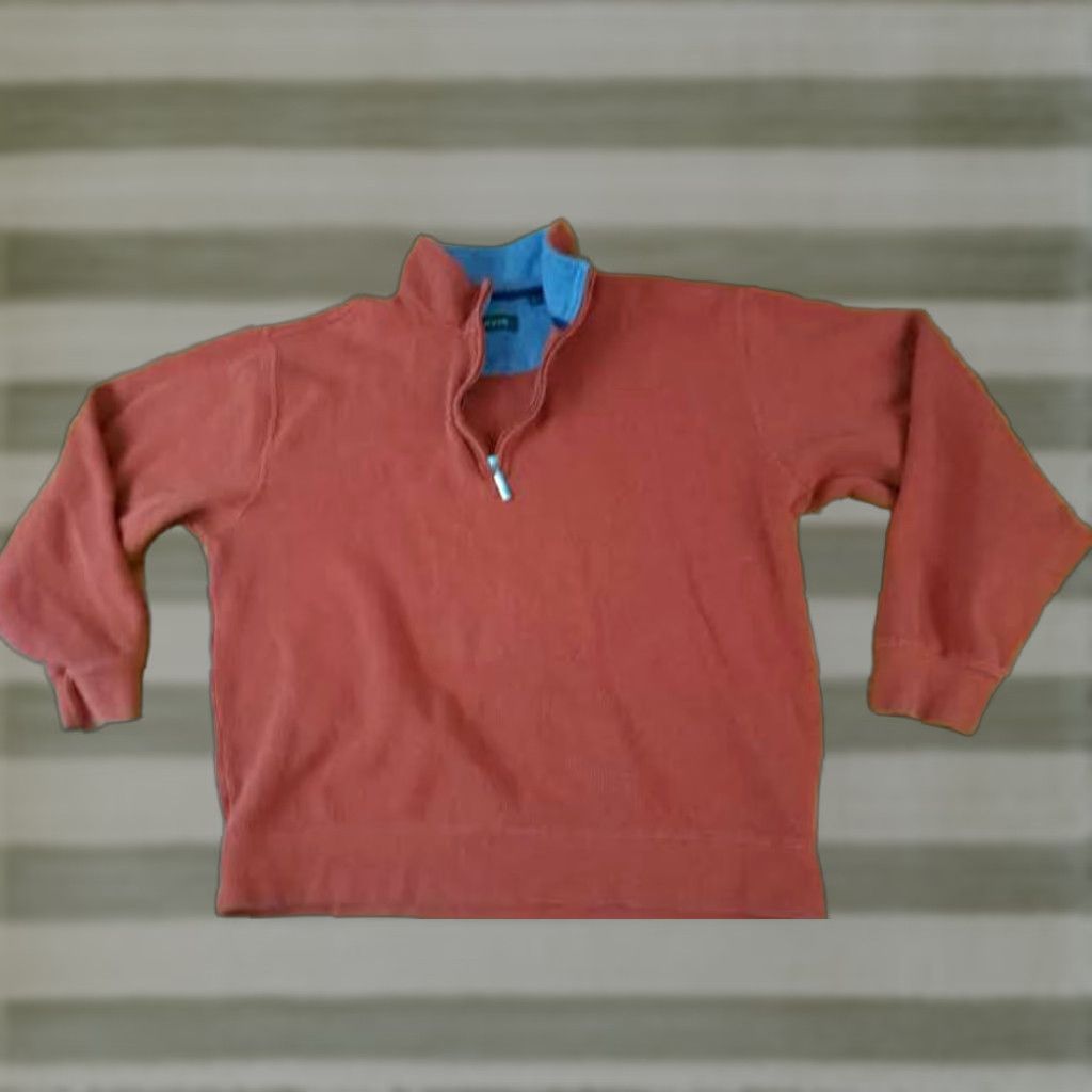 Orvis VINTAGE Orvis Sweater 1/4 Zip Pullover Cotton Knit High Neck Large L Burnt Orange Mens Size US L / EU 52-54 / 3 - 1 Thumbnail