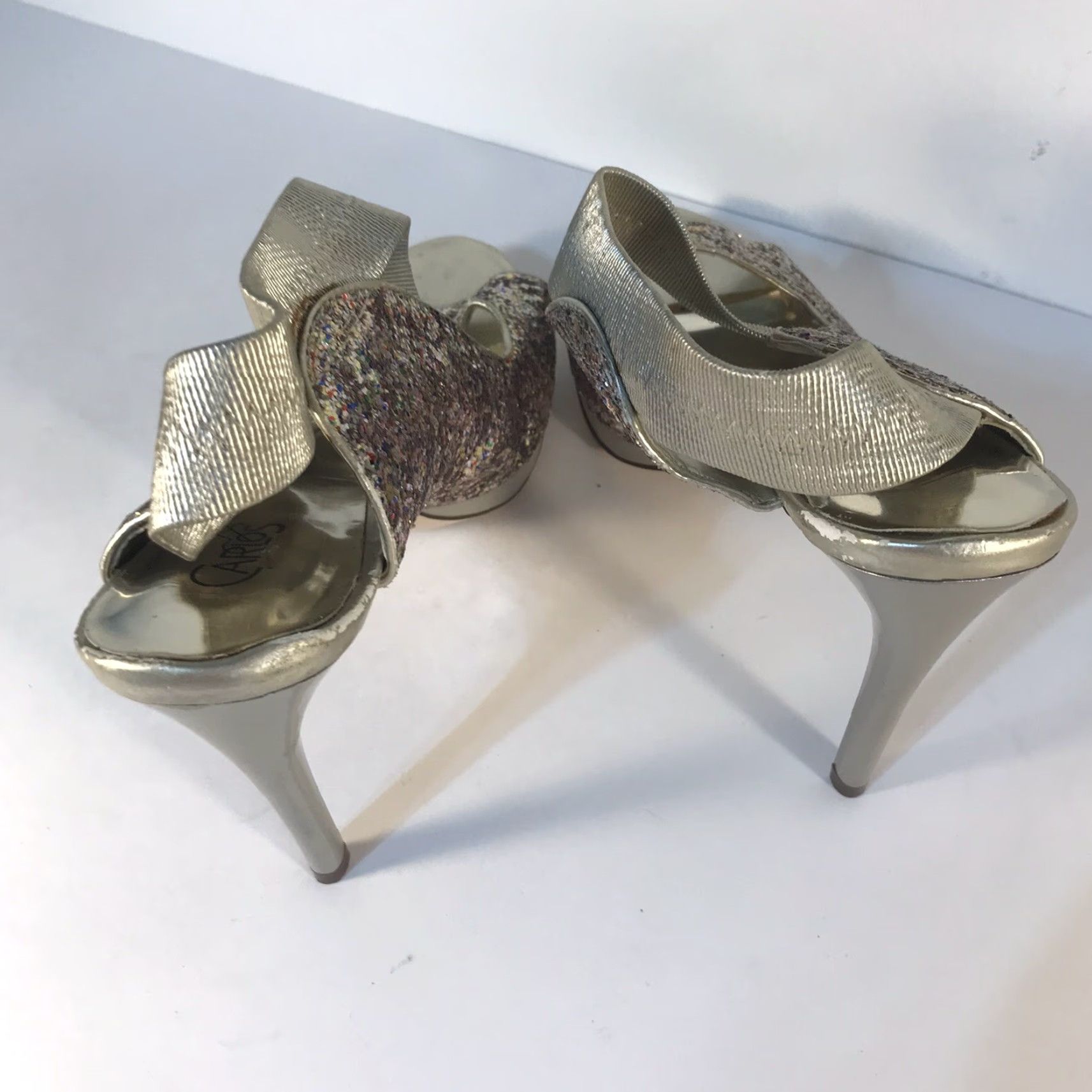 Halo Carlos Santana Halo Glitter Peep Toe Slingback Heels Womens Size 9 Stiletto Multicolor Size US 9 / IT 39 - 2 Thumbnail