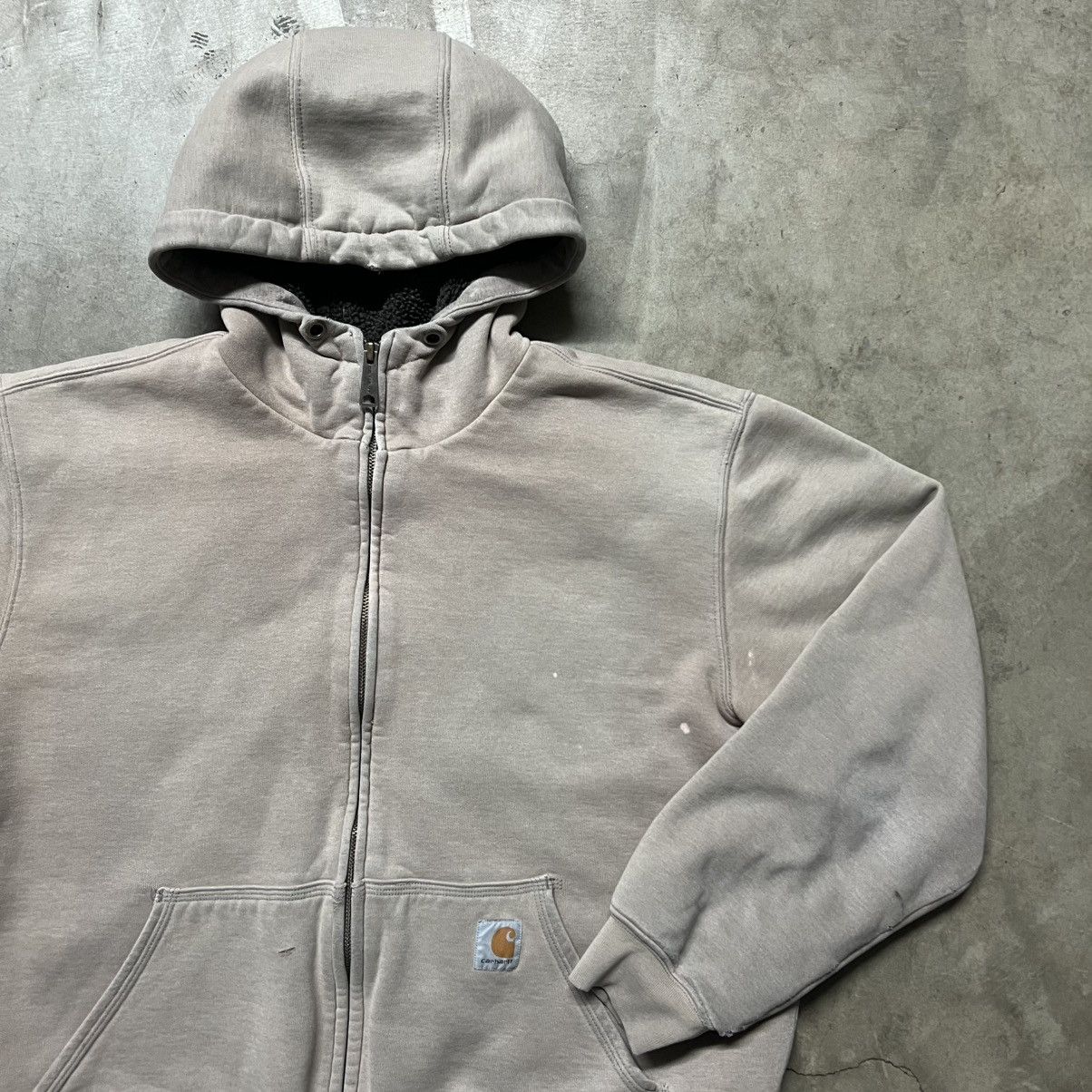 Carhartt × Carhartt Wip × Vintage Vintage Carhartt Distressed Sherpa-Lined Hoodie Sweater Size US L / EU 52-54 / 3 - 1 Thumbnail