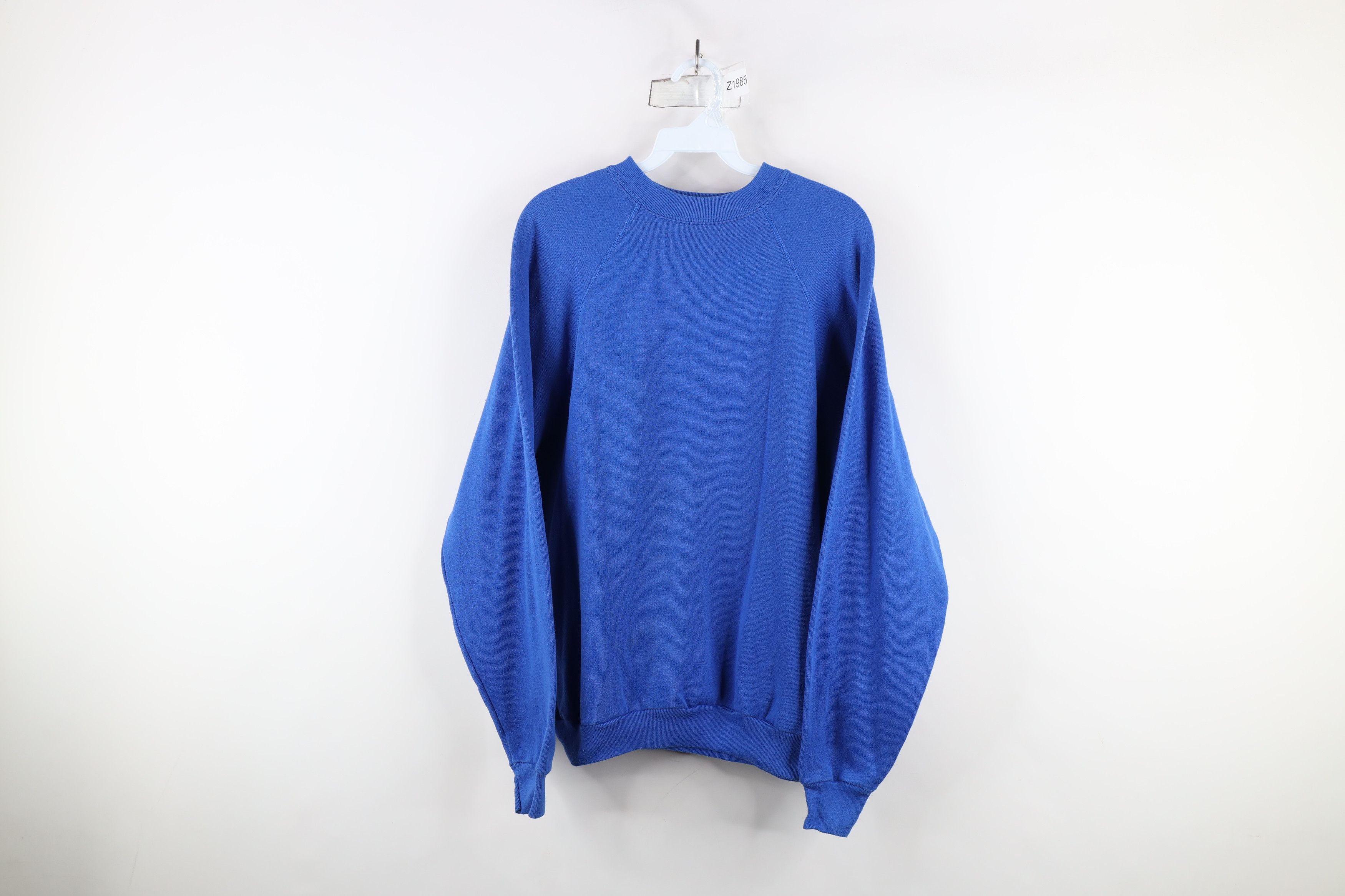 Vintage Vintage 90s Streetwear Crewneck Sweatshirt Royal Blue USA Size US L / EU 52-54 / 3 - 1 Thumbnail