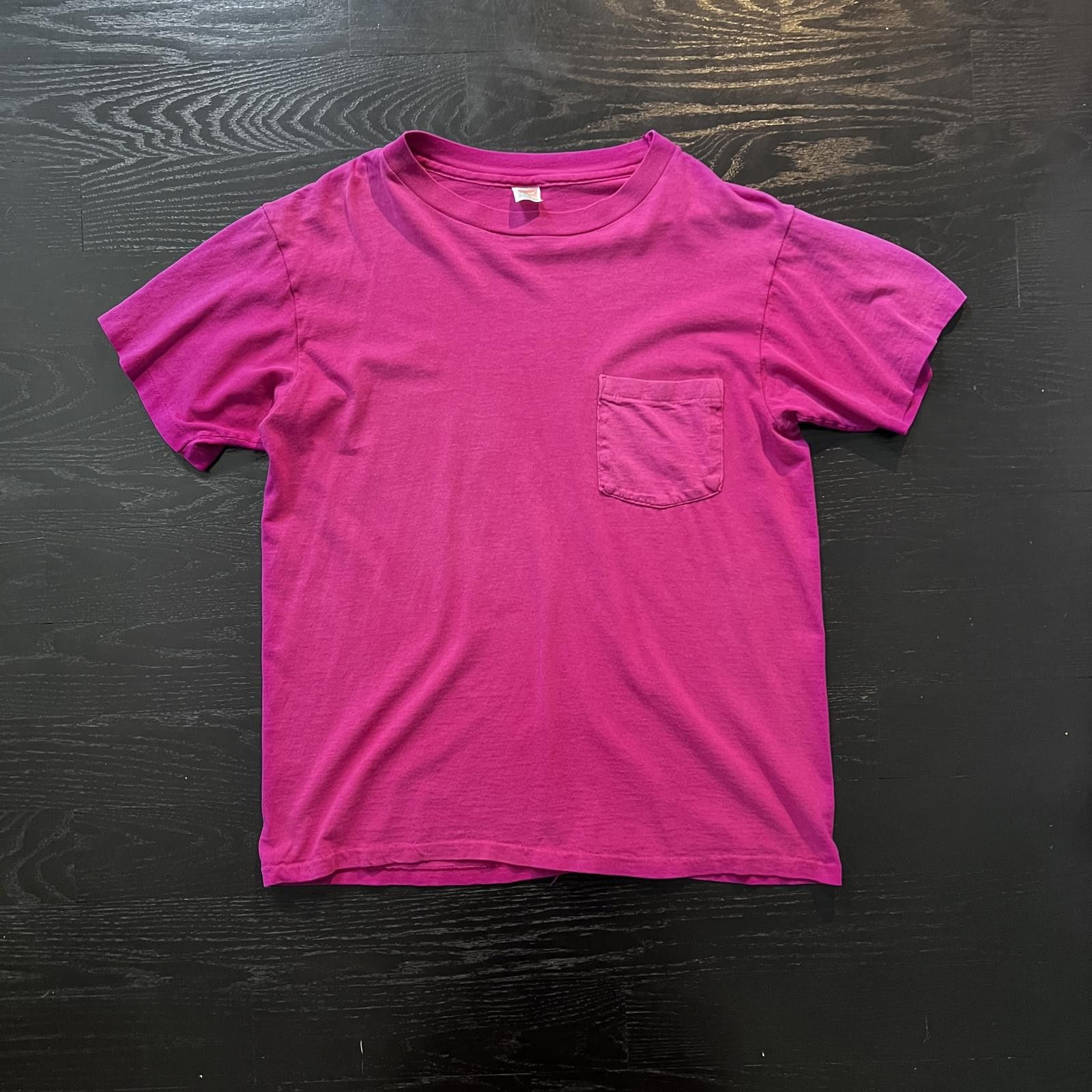 Hanes Vintage Hanes Pocket Tee Shirt Magenta Size US M / EU 48-50 / 2 - 1 Thumbnail