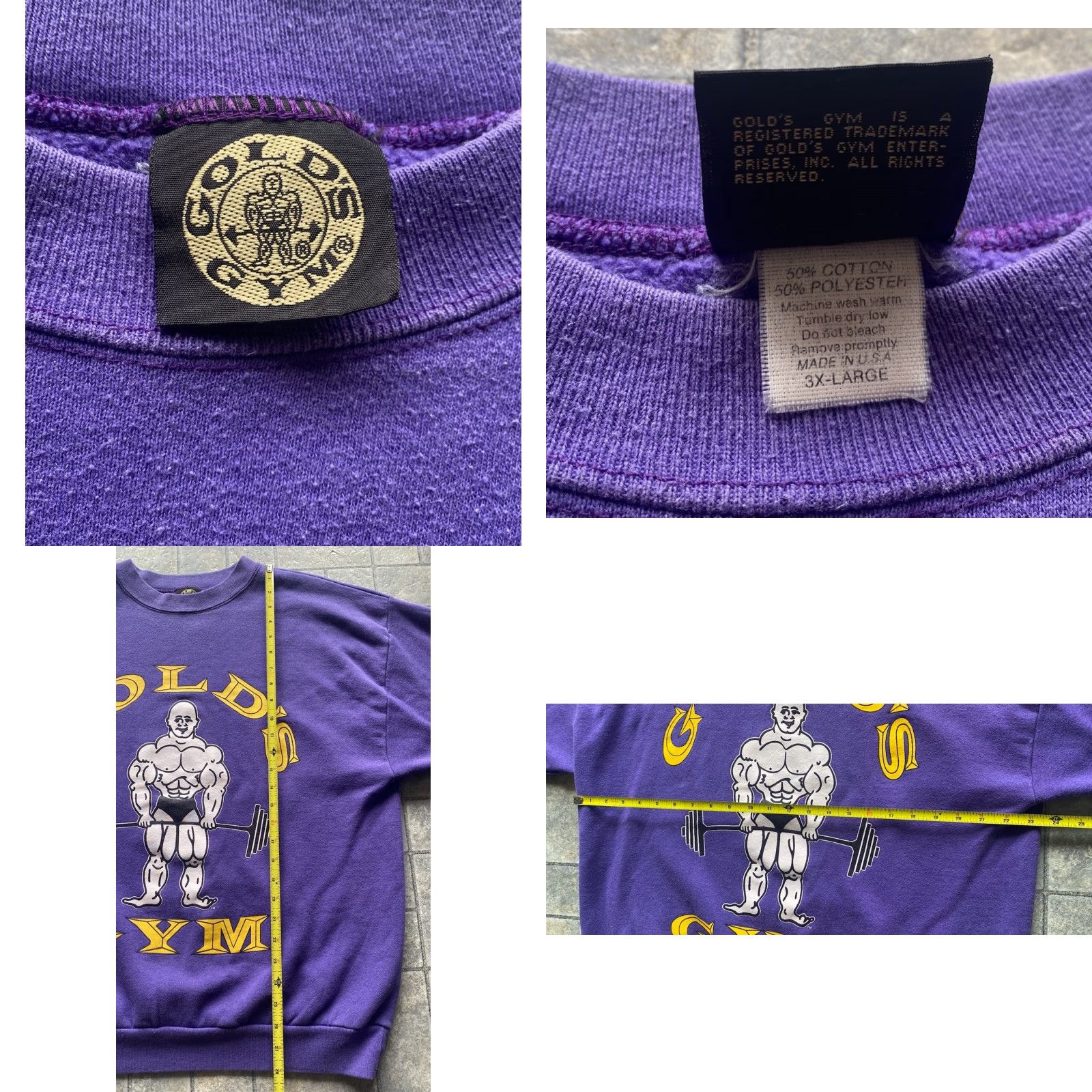 Vintage VINTAGE Gold's Gym Sweatshirt Pullover Logo Men’s 3XL Purple USA Size US XXL / EU 58 / 5 - 8 Thumbnail