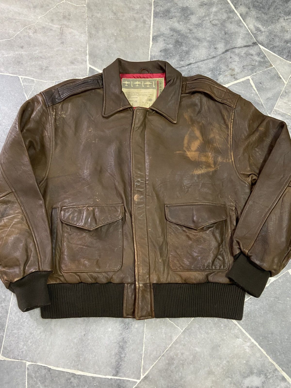 Gap Vintage Gap Leather Jacket G-1 Flight Brown Bomber Jacket Size US M / EU 48-50 / 2 - 2 Thumbnail
