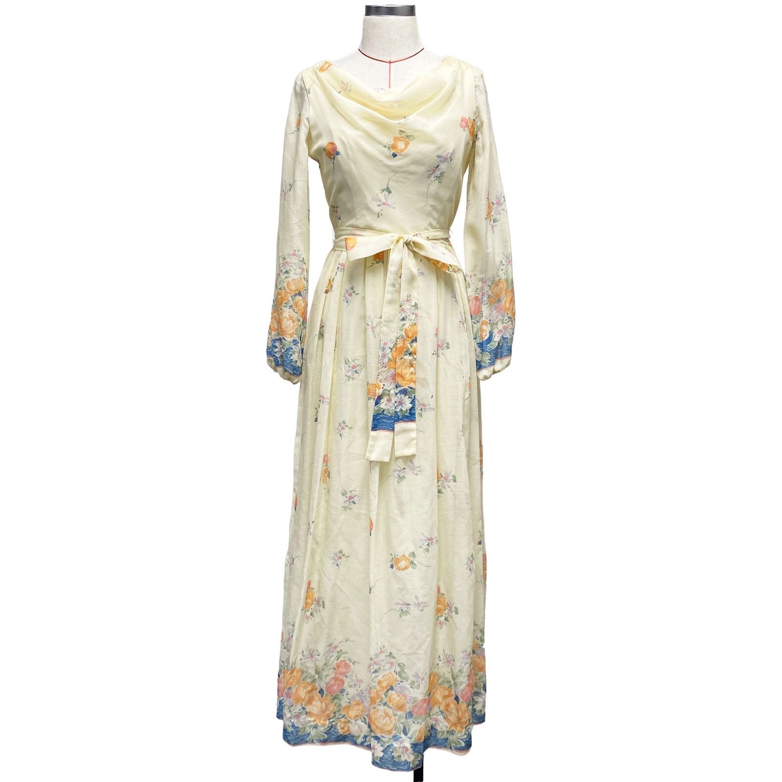 Vintage Vintage Miss Elliette Floral Draped Boat Neck Maxi Dress Size L / US 10 / IT 46 - 1 Thumbnail