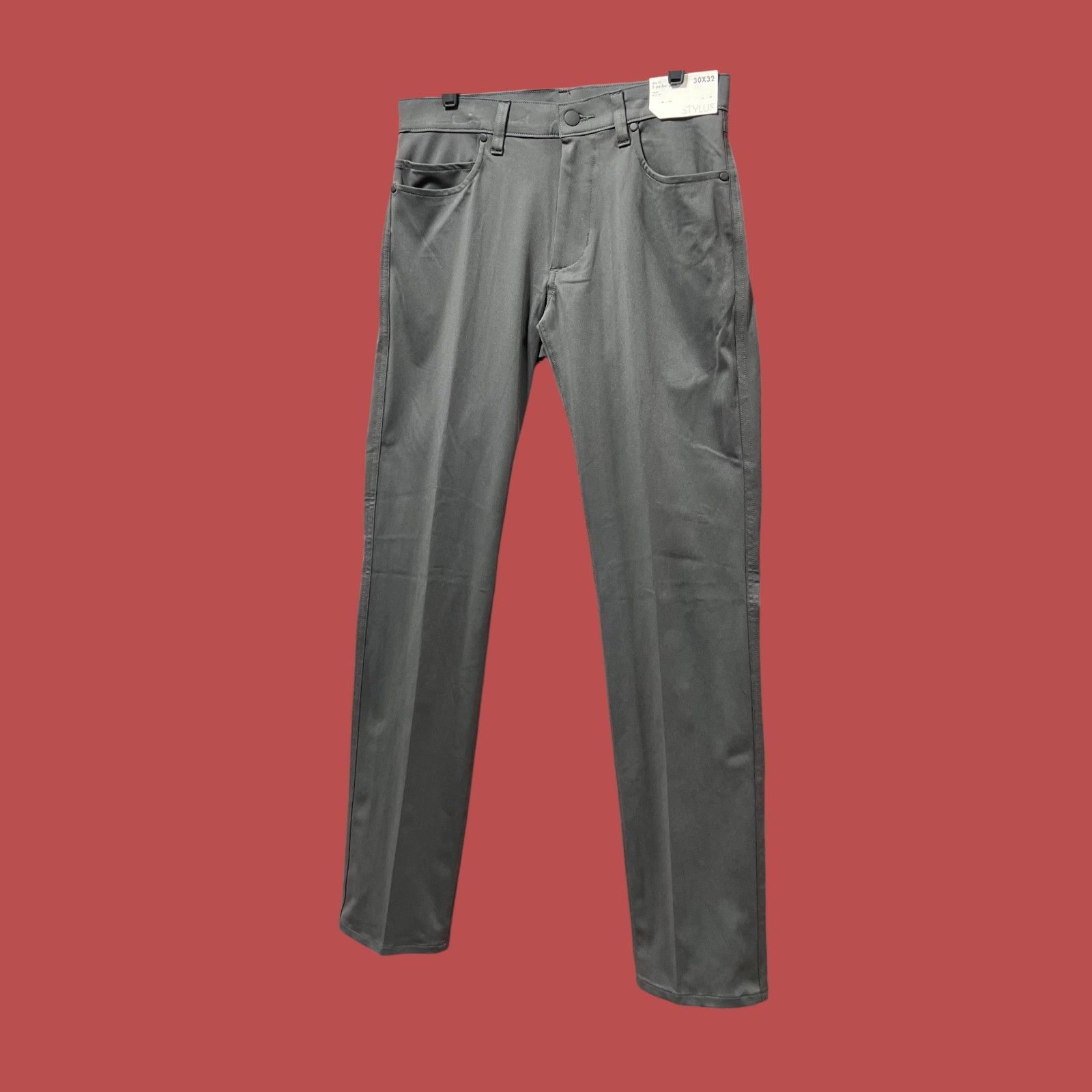 Other Stylus - 5 Pockets Mens Slim Fit Flat front Pant - Gray - 3 Size US 30 / EU 46 - 18 Thumbnail