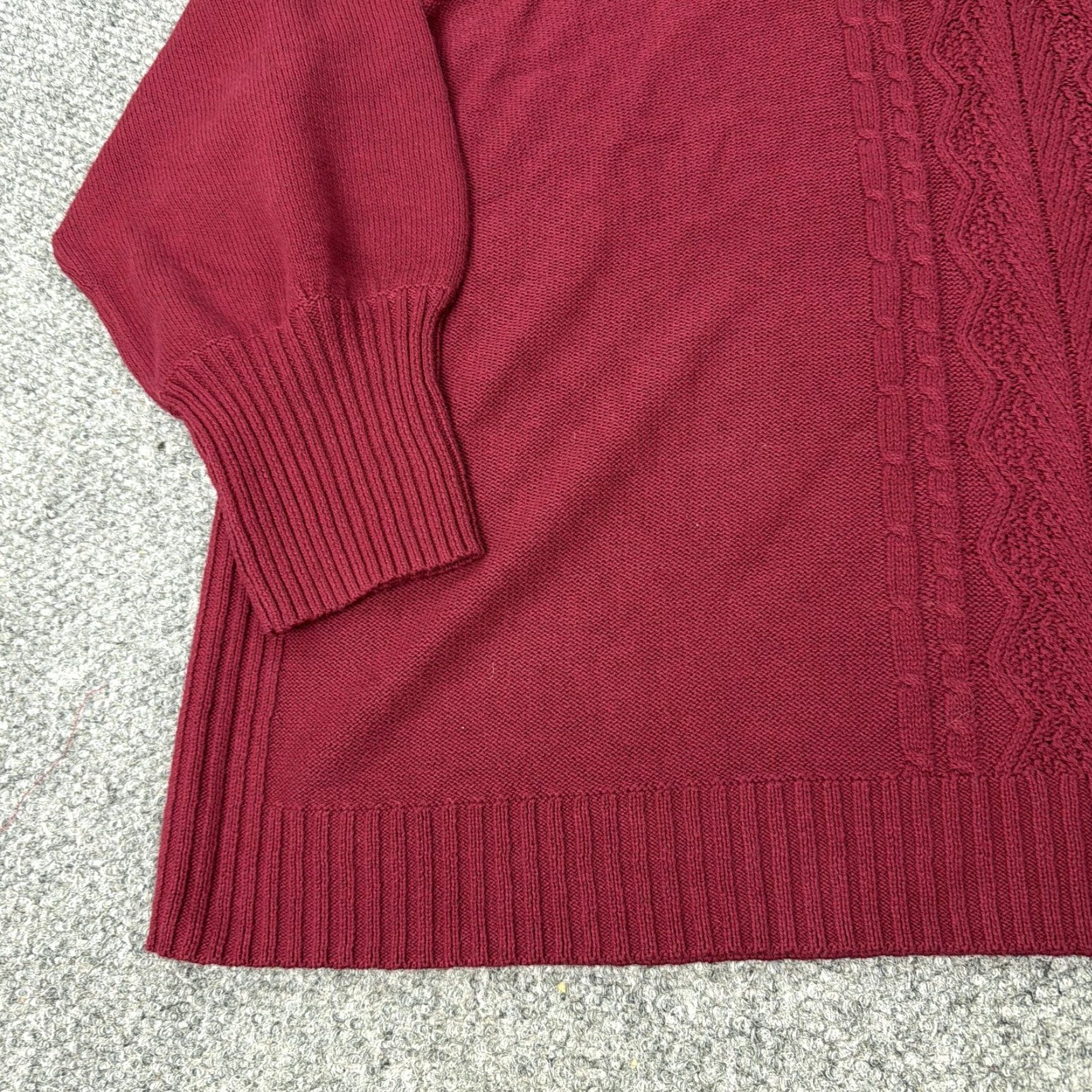 Vintage Estate Isaac Mizrahi Live Sweater Womens 5X Red Mock Neck 1/4 Zip Cable Knit Pullover Knitwear Size XXL / US 16-18 / IT 52-54 - 2 Thumbnail