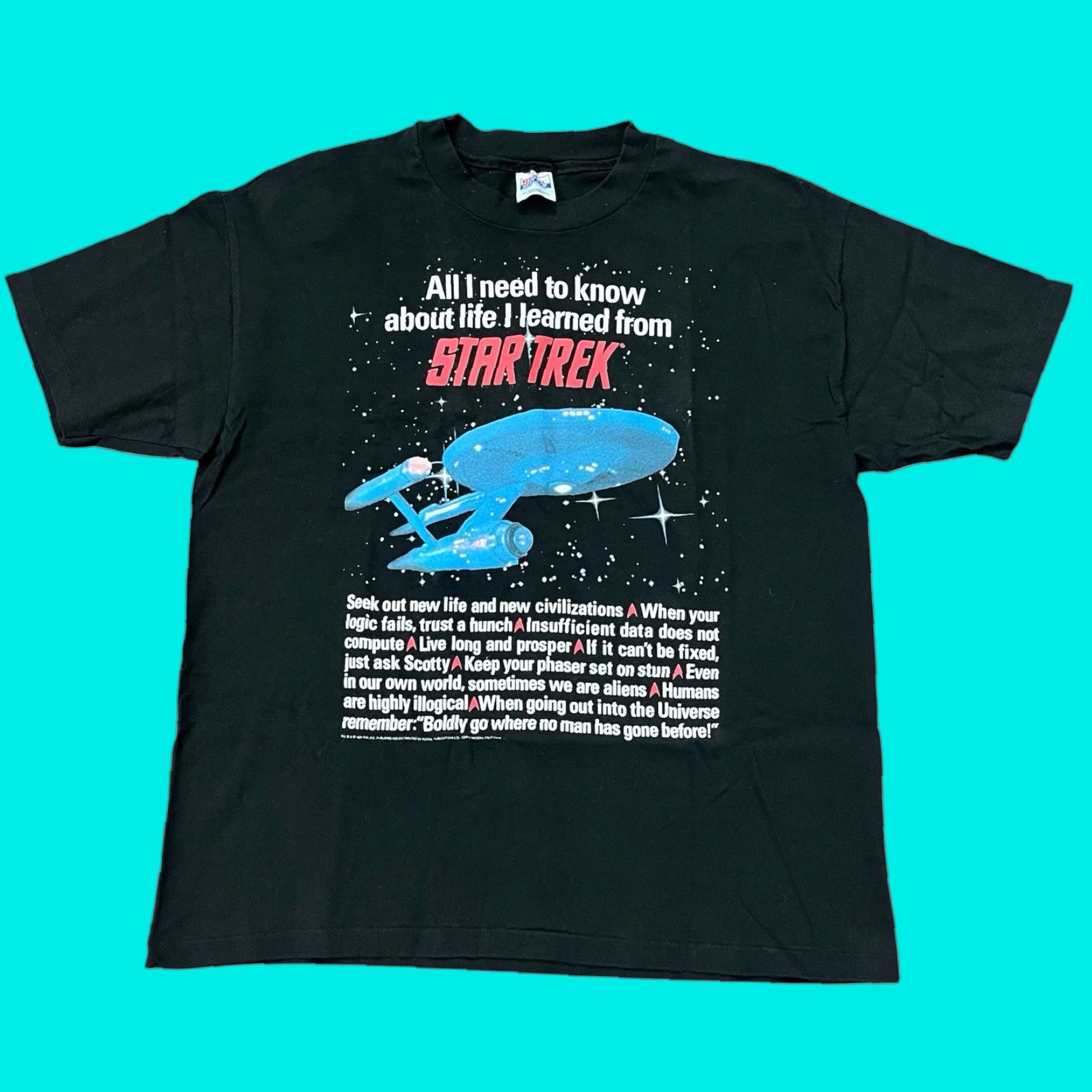 Hanes VINTAGE Hanes Star Trek 90s T-Shirt XL Black Sci-Fi USS Enterprise Captain Kirk Mens Size US XL / EU 56 / 4 - 1 Thumbnail