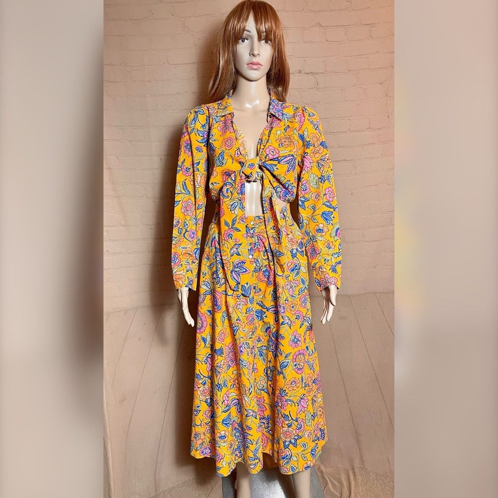 House of Harlow NWT New House of Harlow 1960 Cheyna Orange Floral Bohemian Size S / US 4 / IT 40 - 2 Thumbnail