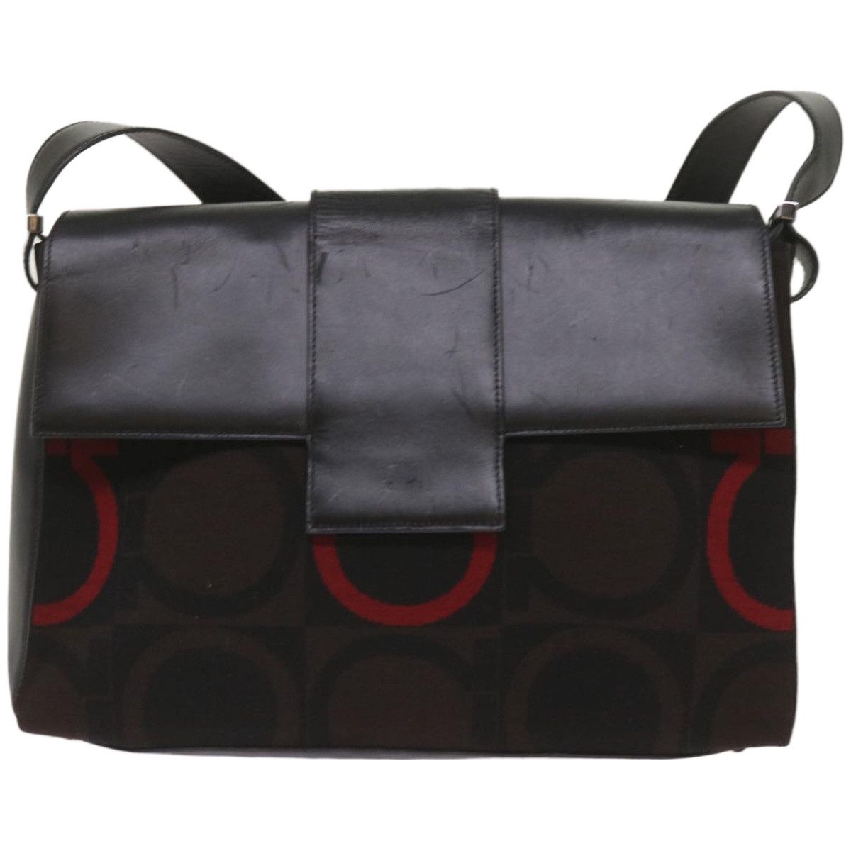 Salvatore Ferragamo Gancini Black Canvas Shoulder Bag (Pre-Owned) Size ONE SIZE - 1 Thumbnail