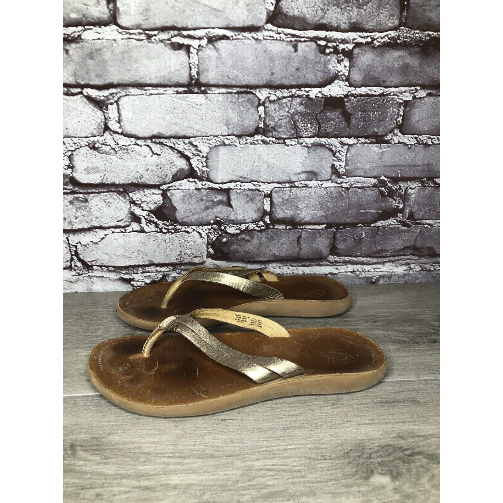 Olukai Olukai Kapehe Luana Gold Leather Beach Flip Flops Sandals Wo Size US 9 / IT 39 - 12 Thumbnail