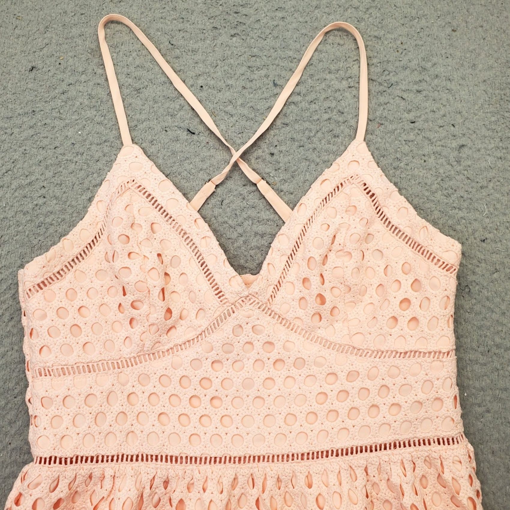 Abercrombie & Fitch Abercrombie & Fitch Dress Womens S Pink Eyelet Lined Coquette Adjustable Strap - Size S - Sleeveless Midi A-Line Casual Party/Cocktail Women's Dress Size S / US 4 / IT 40 - 7 Thumbnail