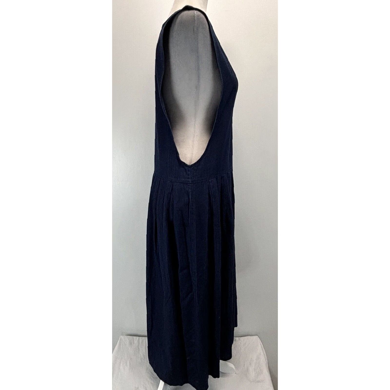Denime VINTAGE Pam’s Closet Denim Chambray Jumper Dress Womens Medium Blue 1990s Made in USA Button Side Size M / US 6-8 / IT 42-44 - 4 Thumbnail