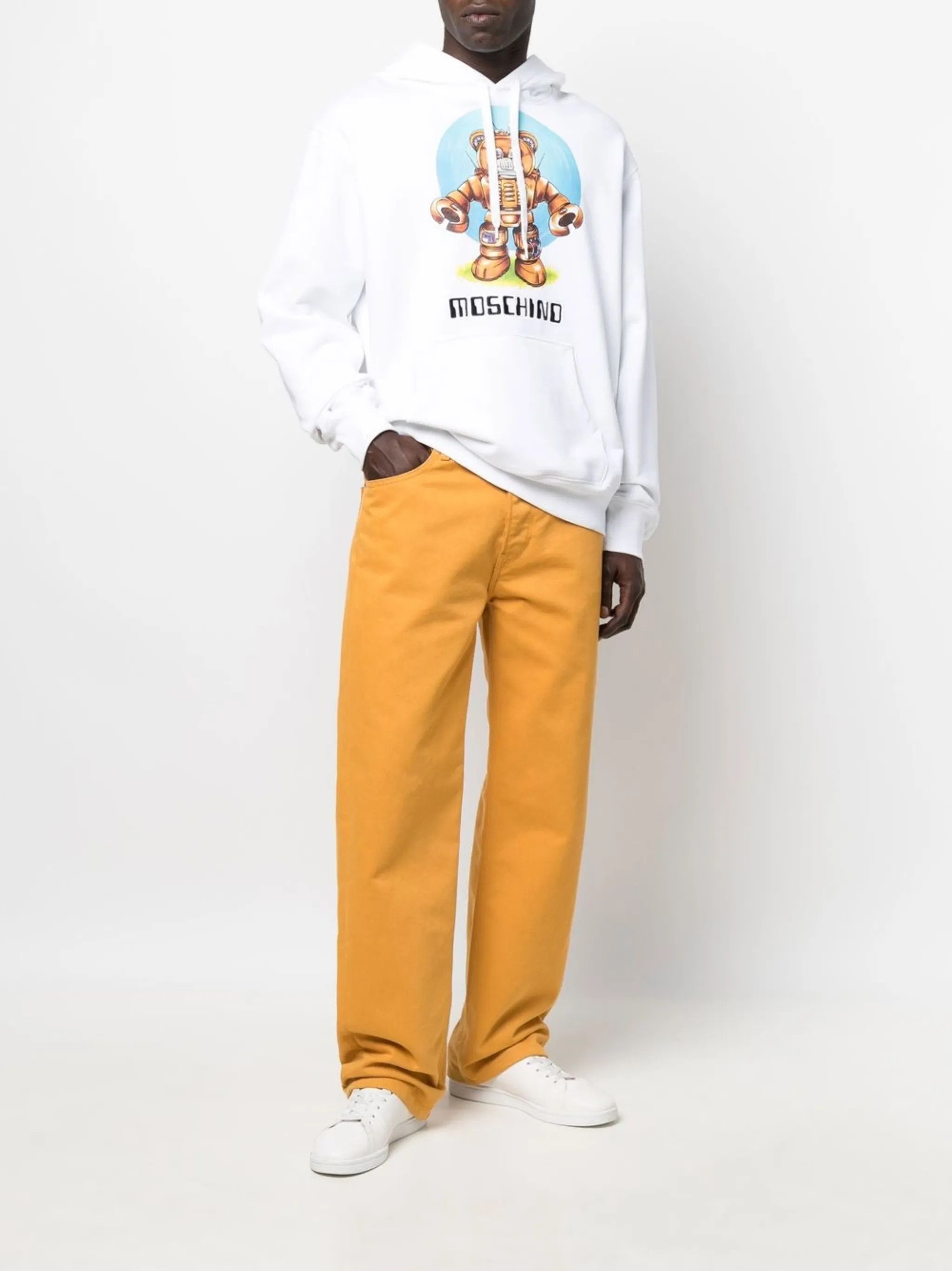 Moschino o1y0225 Logo Hoodie in White Size US M / EU 48-50 / 2 - 5 Thumbnail