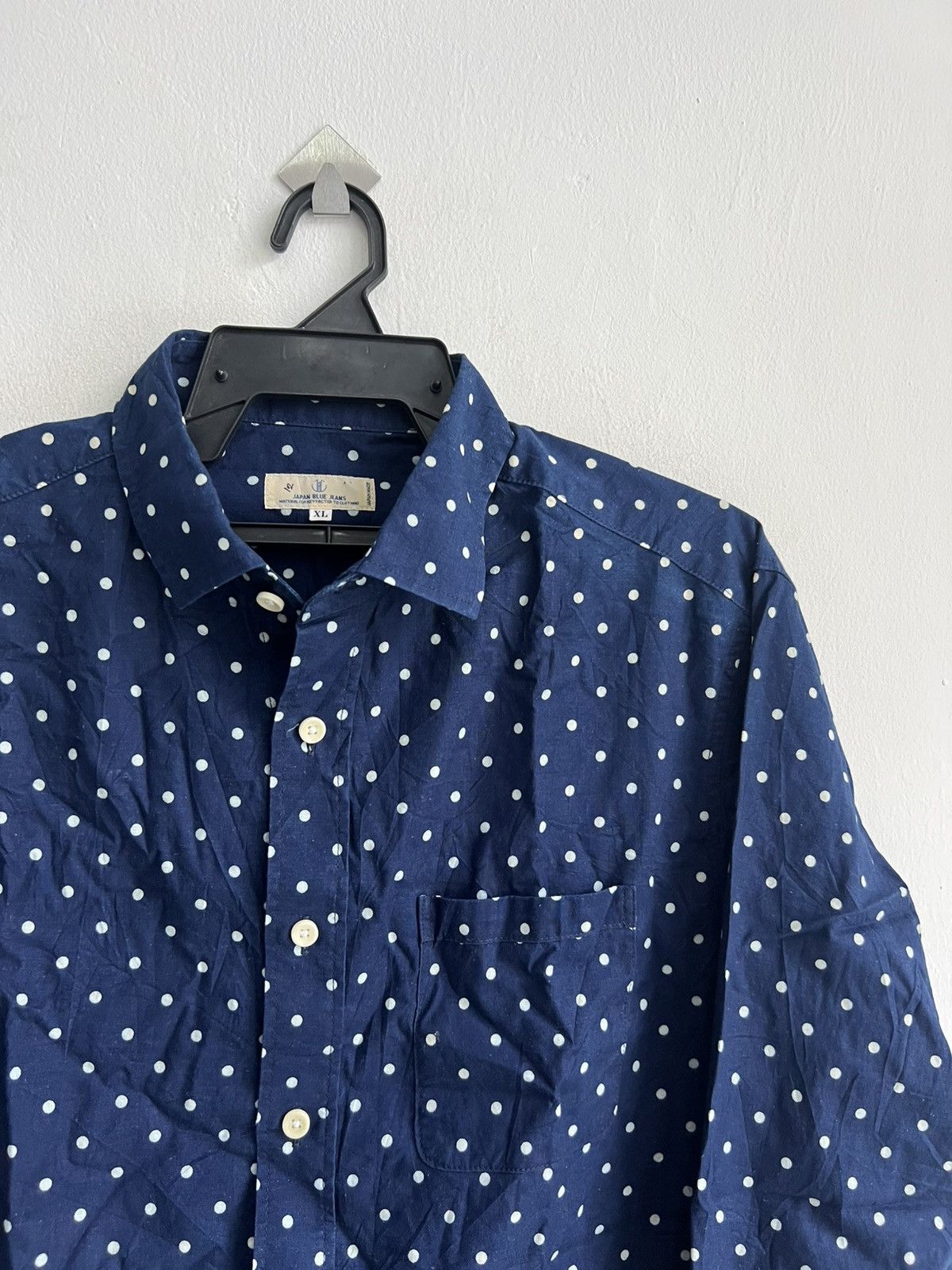Pure Blue Japan Indigo Dyed Japan Blue Jeans Polka Dot Western Oxford Shirt Size US L / EU 52-54 / 3 - 1 Thumbnail